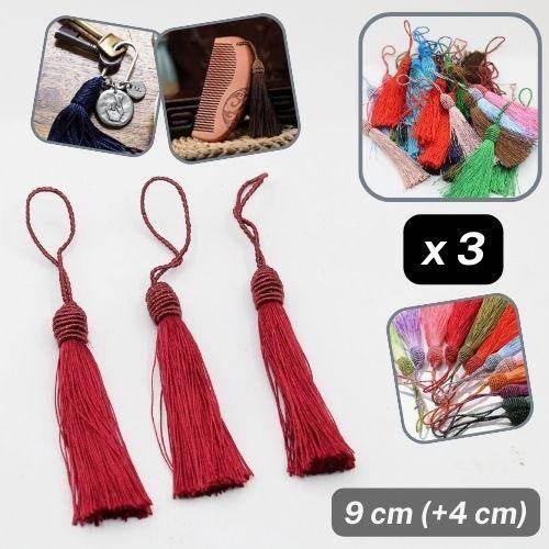 3 Tassels, Viscose, Total Heigth 9cm, Tassel heigth 4cm available in many Colours - ACCESSOIRES LEDUC BV