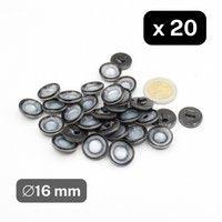 20 Pieces Shiny Polyester Grey Retro Shank Buttons #KPQ500026 - ACCESSOIRES LEDUC BV