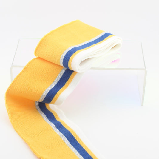 TIS2035 6cmx110cm Ribbing Yellow + Silver Blue and Offwhite Stripes - ACCESSOIRES LEDUC BV