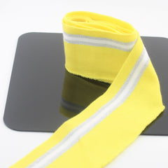 TIS2092 6cmx110cm Ribbing Yellow with Silver & White Lines