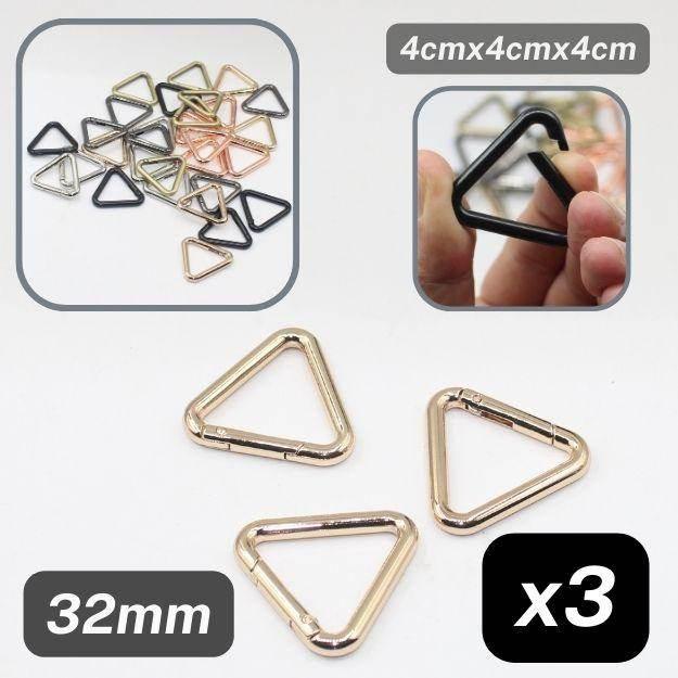 Set of 3 Metal Triangular Lobster Buckles size 32mm #BMEx062 - ACCESSOIRES LEDUC BV