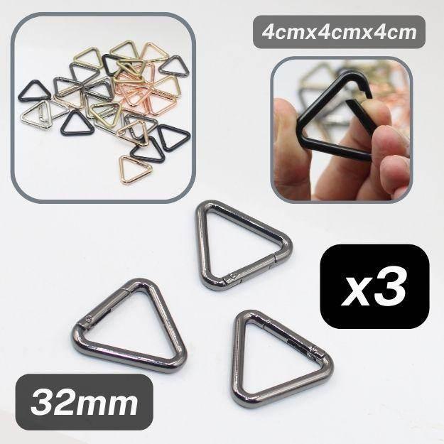Set of 3 Metal Triangular Lobster Buckles size 32mm #BMEx062 - ACCESSOIRES LEDUC BV