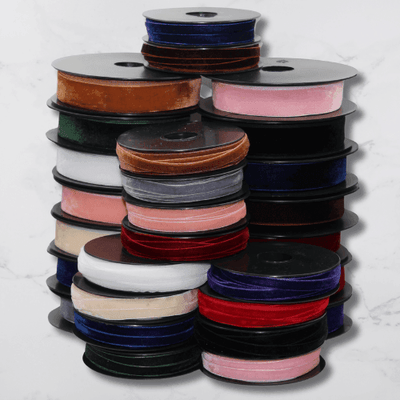 10 Meters Velvet Ribbon, size 10 or 25mm, 100% Polyester, High Quality #VEL1510 - ACCESSOIRES LEDUC BV