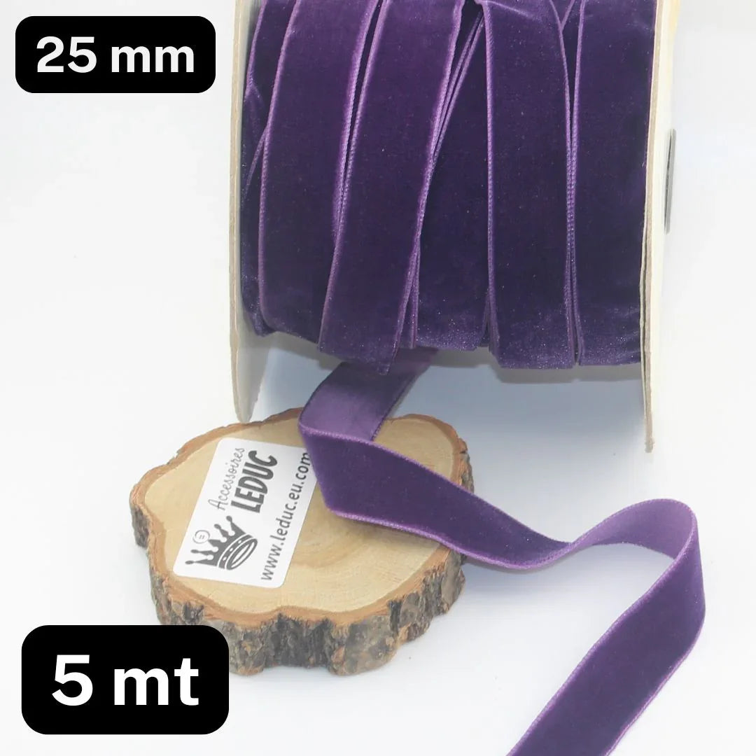 5 Meters Velvet Ribbon, available in different sizes & colours - ACCESSOIRES LEDUC BV