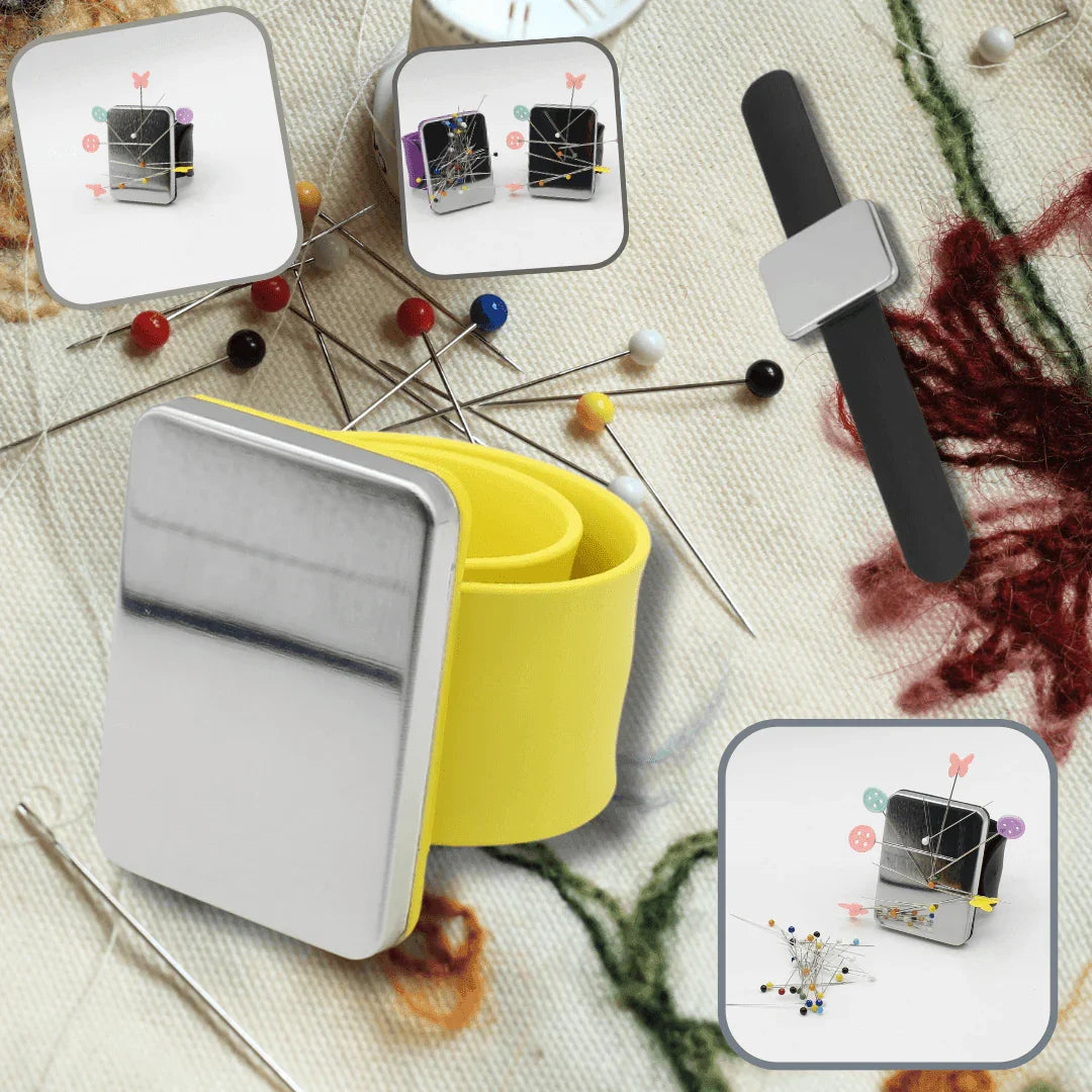 Multicolor Magnetic Bracelet, Sewing Pin Holder, Watchband Magnet, Pin Keeper, Wrist Pin Cushion, Sewing and Knitting Accessory - ACCESSOIRES LEDUC BV