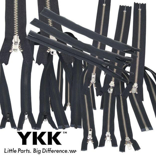 Set of 3 Black YKK Zippers - Different Styles / Sizes available - ACCESSOIRES LEDUC BV