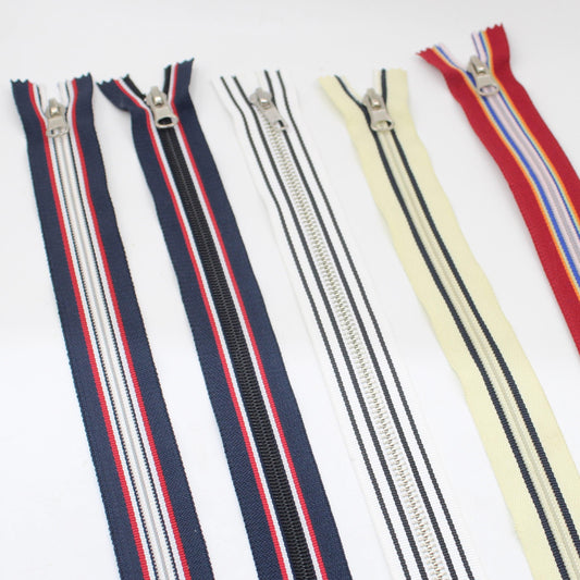 Set of 2 striped Zippers, Closed End, length 35cm, Width 33mm, Teeth 6mm - ACCESSOIRES LEDUC BV