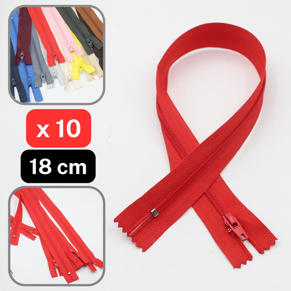 10 farbige Nylon-Reißverschlüsse, erhältlich in 18 cm, 20 cm, 35 cm oder 60 cm #ZNP