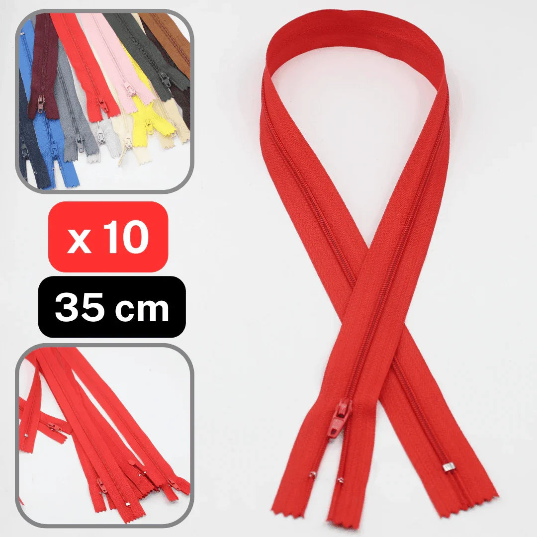 10 Coloured Nylon Zippers available in 18cm, 20cm, 35cm or 60cm #ZNP - ACCESSOIRES LEDUC BV