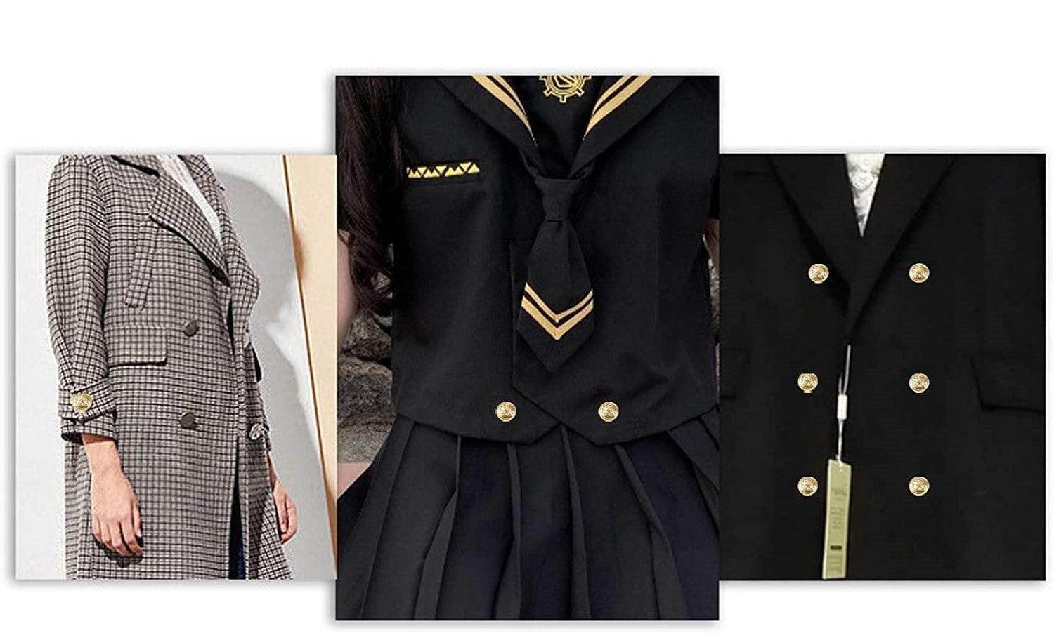 Gold Metal Crest H with lines style Vintage Blazer Buttons #KMQ012 - ACCESSOIRES LEDUC BV