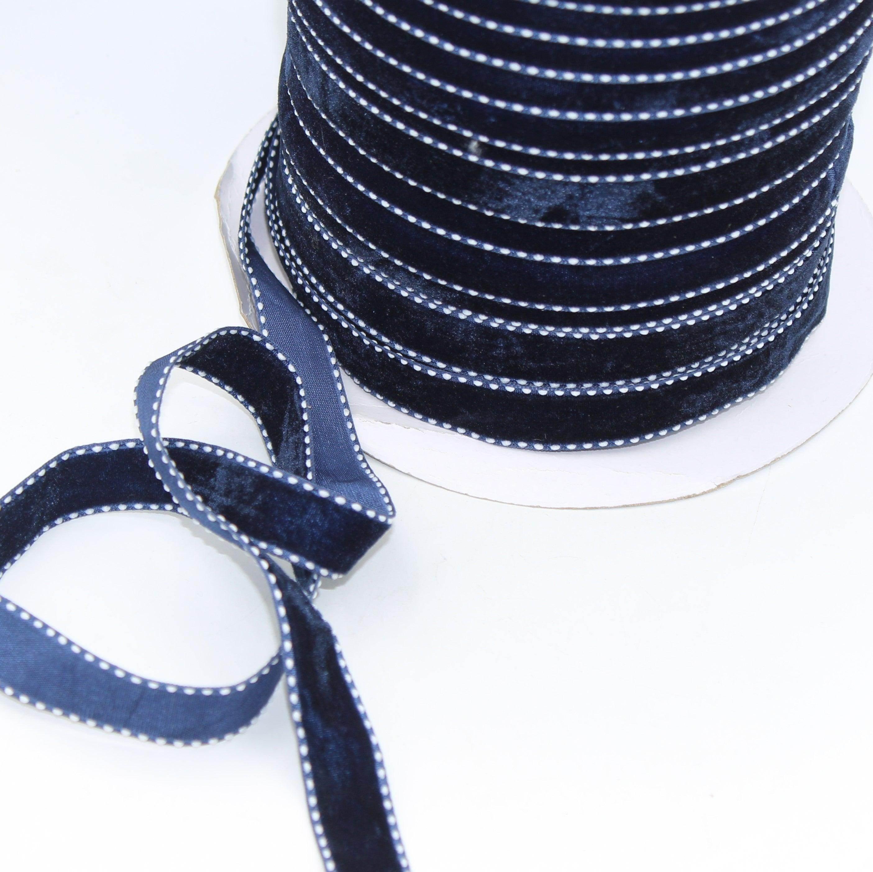 5 meters Stitched Velvet Ribbon 9 / 15 / 20mm #VEL1501 - ACCESSOIRES LEDUC BV