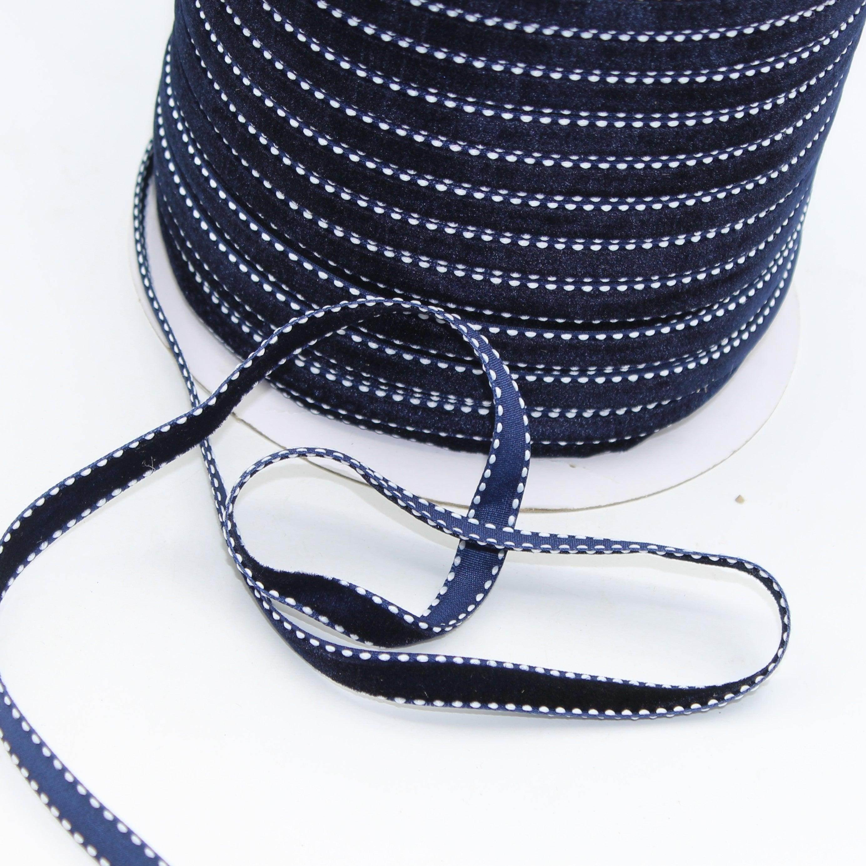 5 meters Stitched Velvet Ribbon 9 / 15 / 20mm #VEL1501 - ACCESSOIRES LEDUC BV
