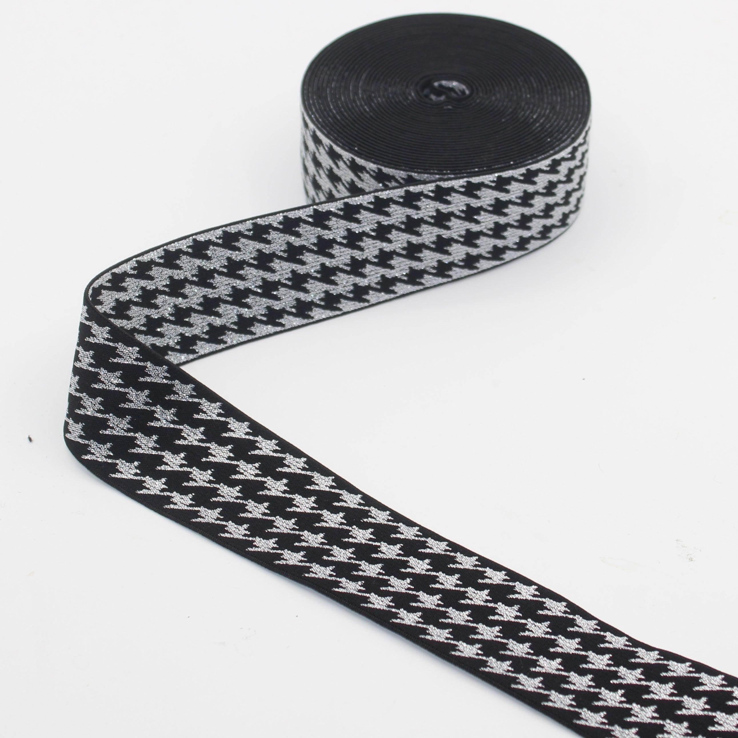 Black + Lurex Design Elastic 40mm #ELA3522 - ACCESSOIRES LEDUC BV