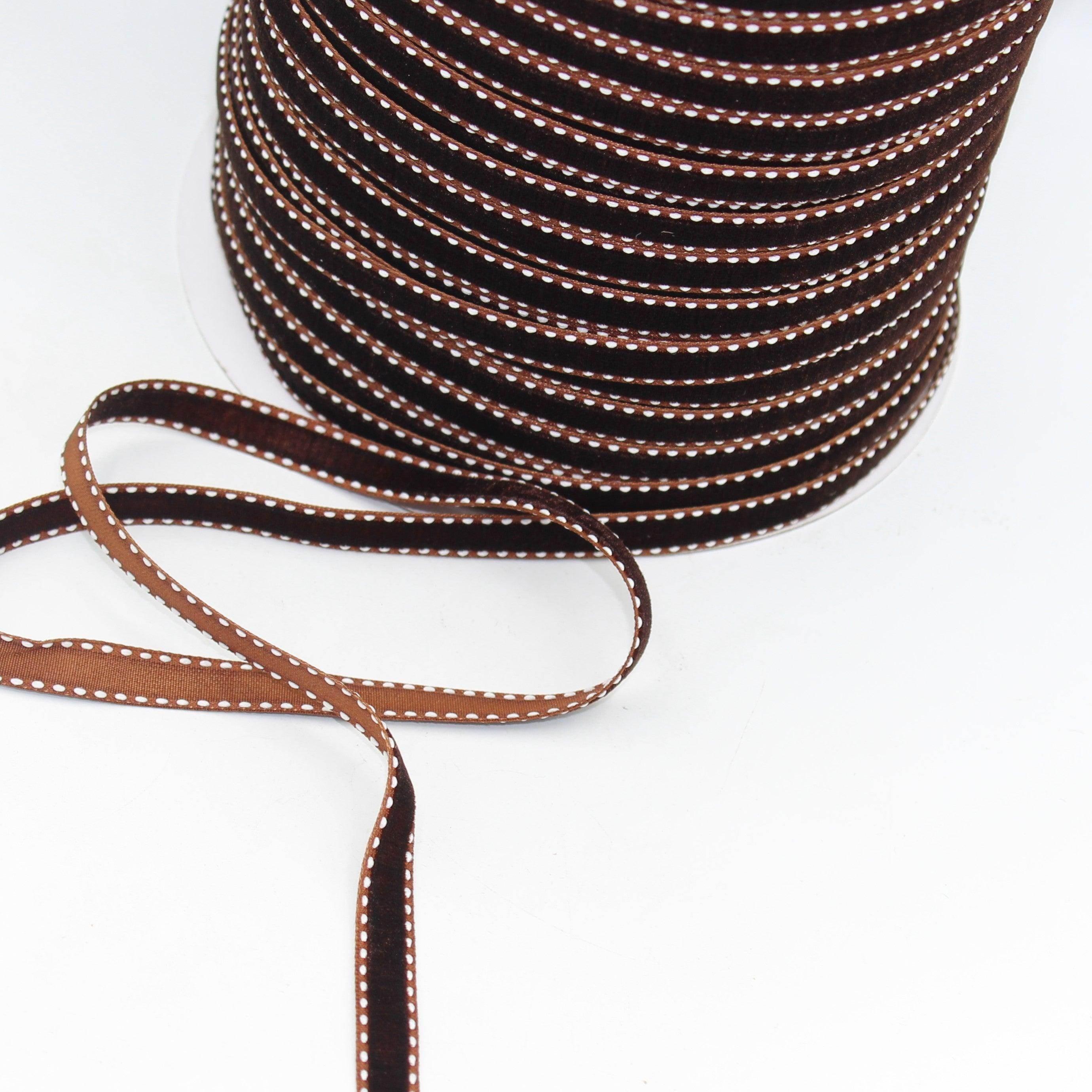 5 meters Stitched Velvet Ribbon 9 / 15 / 20mm #VEL1501 - ACCESSOIRES LEDUC BV