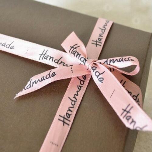 22 meters Roll of Satin Tape 10mm Labels , Printed "Handmade" - ACCESSOIRES LEDUC