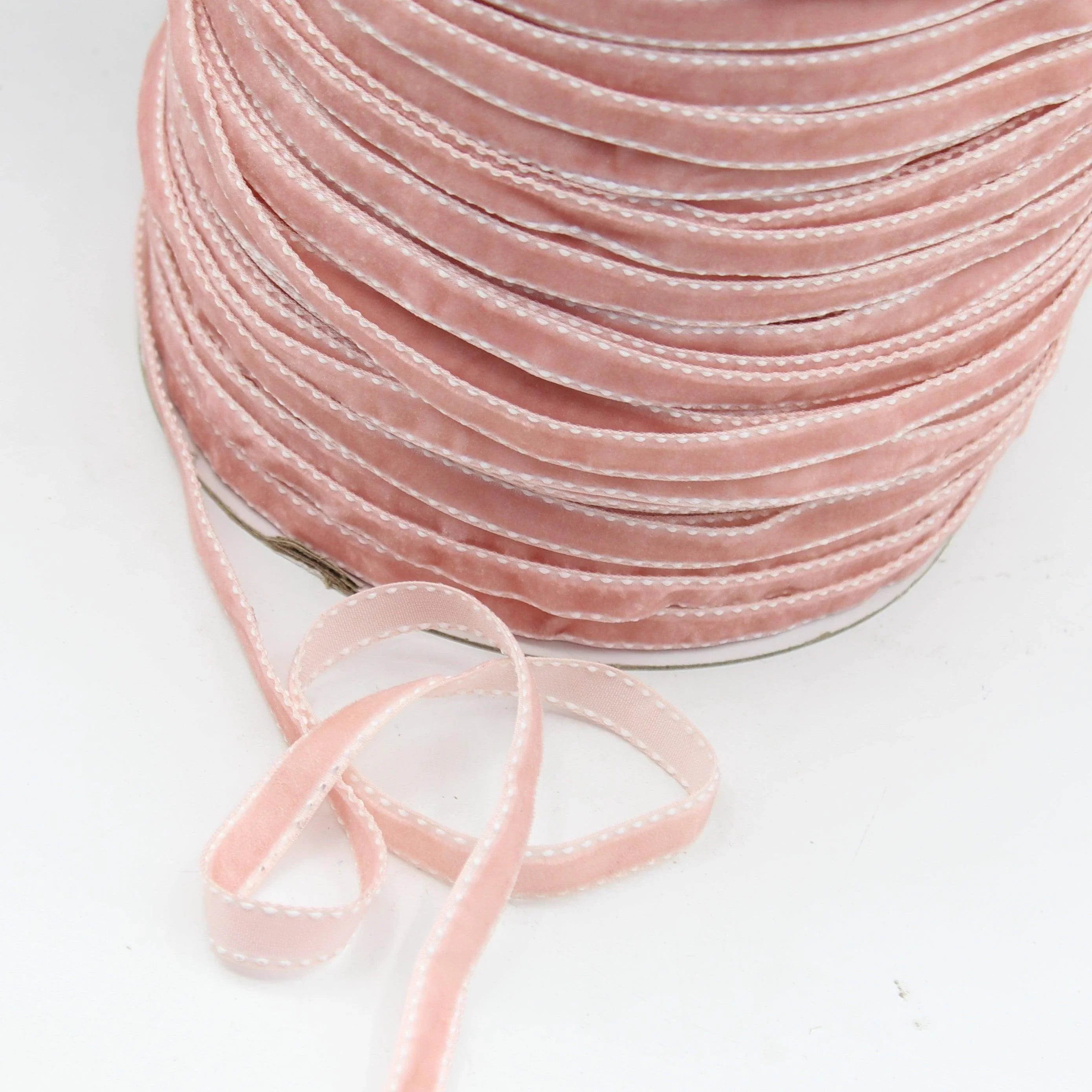 5 meters Stitched Velvet Ribbon 9 / 15 / 20mm #VEL1501 - ACCESSOIRES LEDUC BV