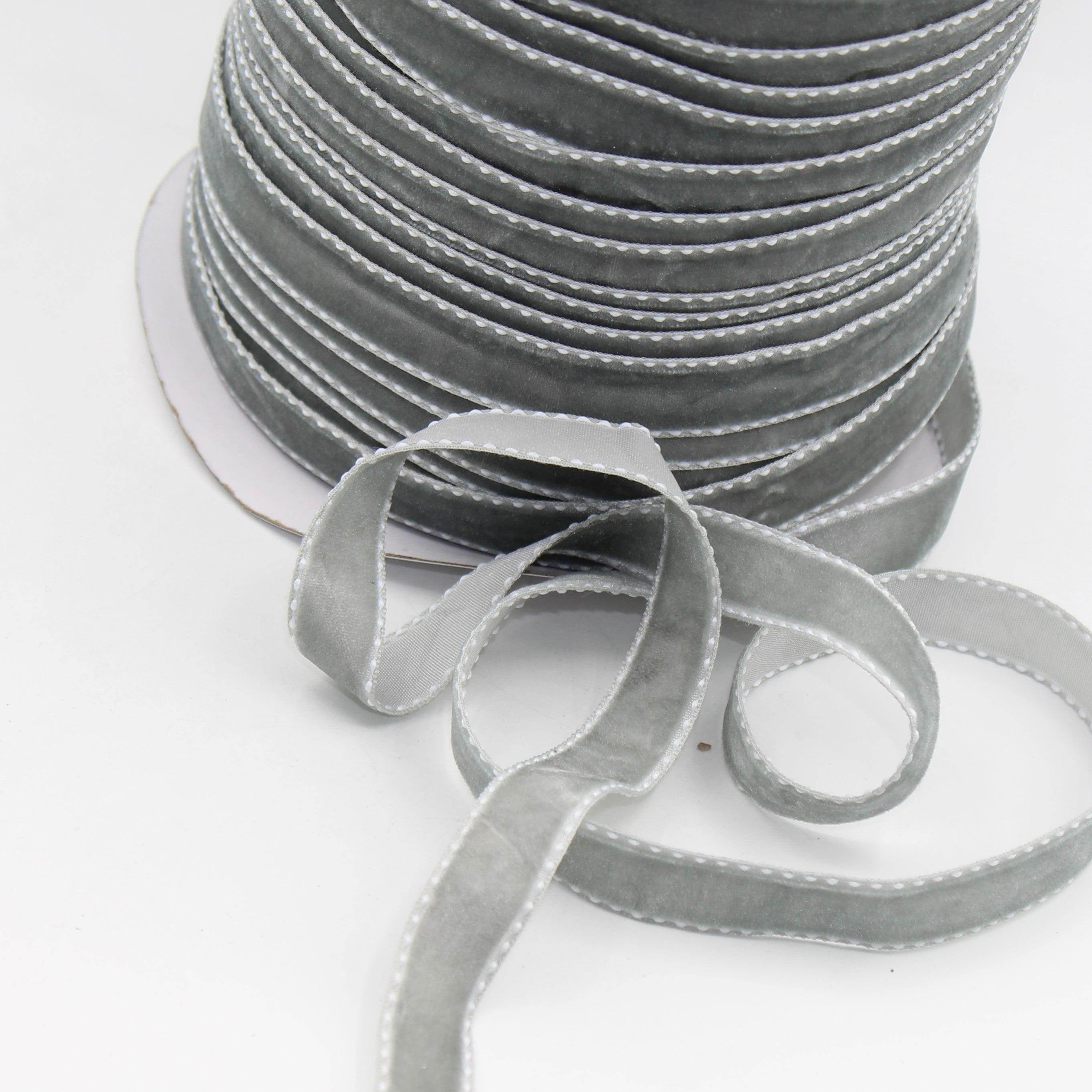5 meters Stitched Velvet Ribbon 9 / 15 / 20mm #VEL1501 - ACCESSOIRES LEDUC BV