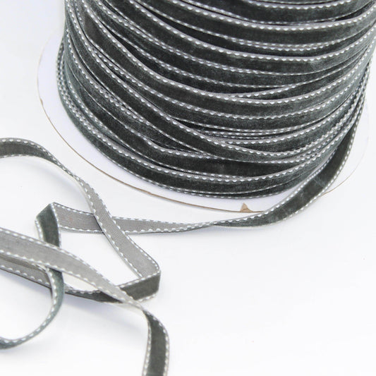 5 meters Stitched Velvet Ribbon 9 / 15 / 20mm #VEL1501 - ACCESSOIRES LEDUC BV