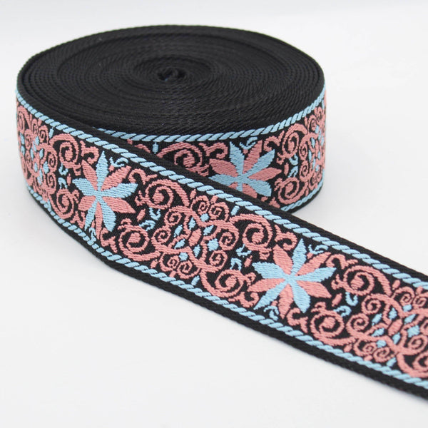5 meters 50mm Floral Webbing #RUB1969 - ACCESSOIRES LEDUC BV
