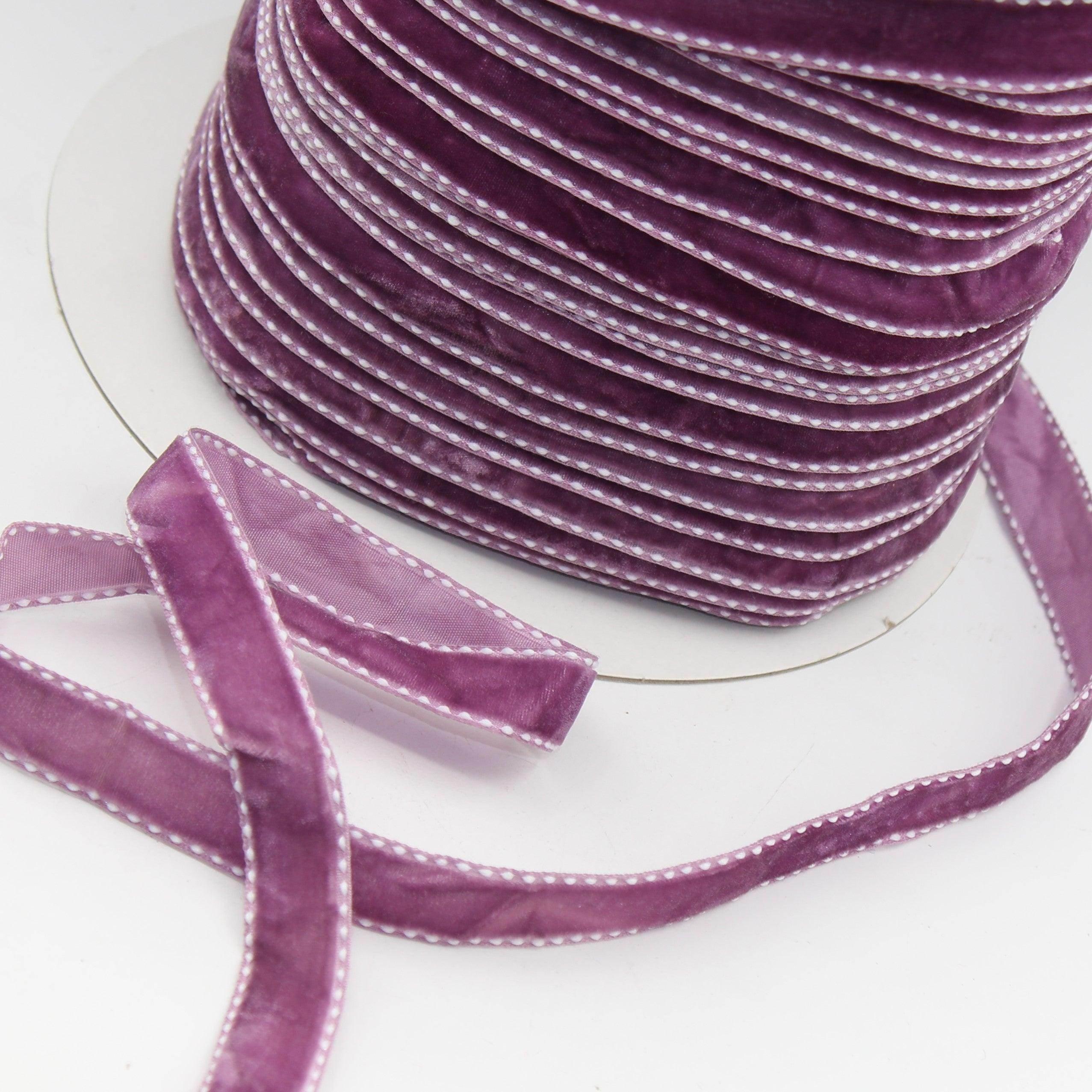 5 meters Stitched Velvet Ribbon 9 / 15 / 20mm #VEL1501 - ACCESSOIRES LEDUC BV