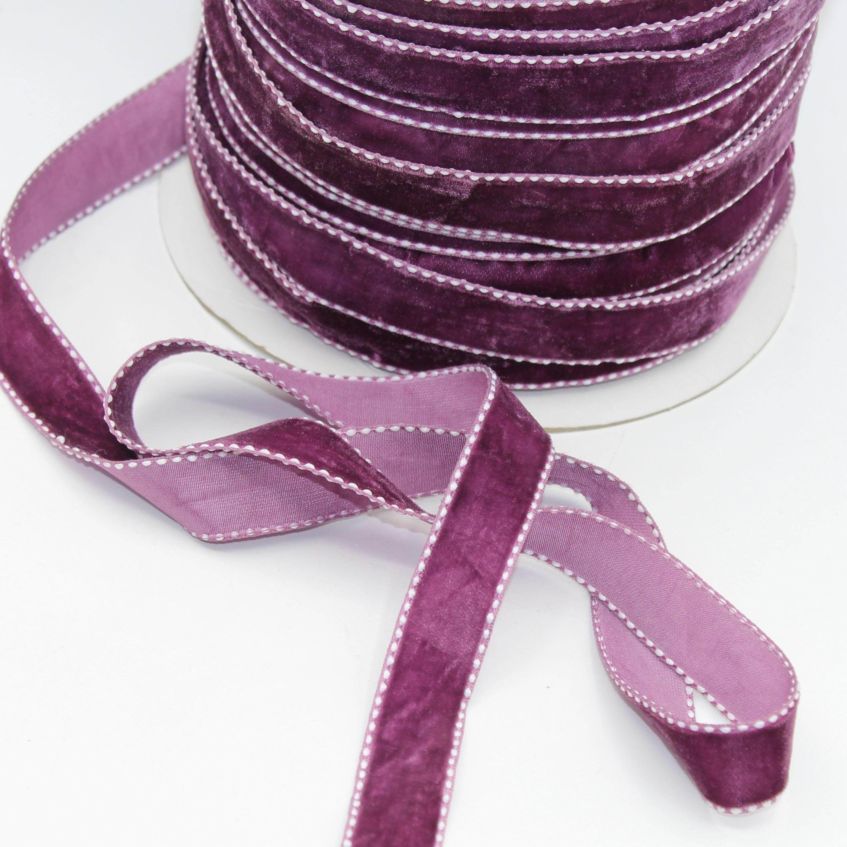 5 meters Stitched Velvet Ribbon 9 / 15 / 20mm #VEL1501 - ACCESSOIRES LEDUC BV