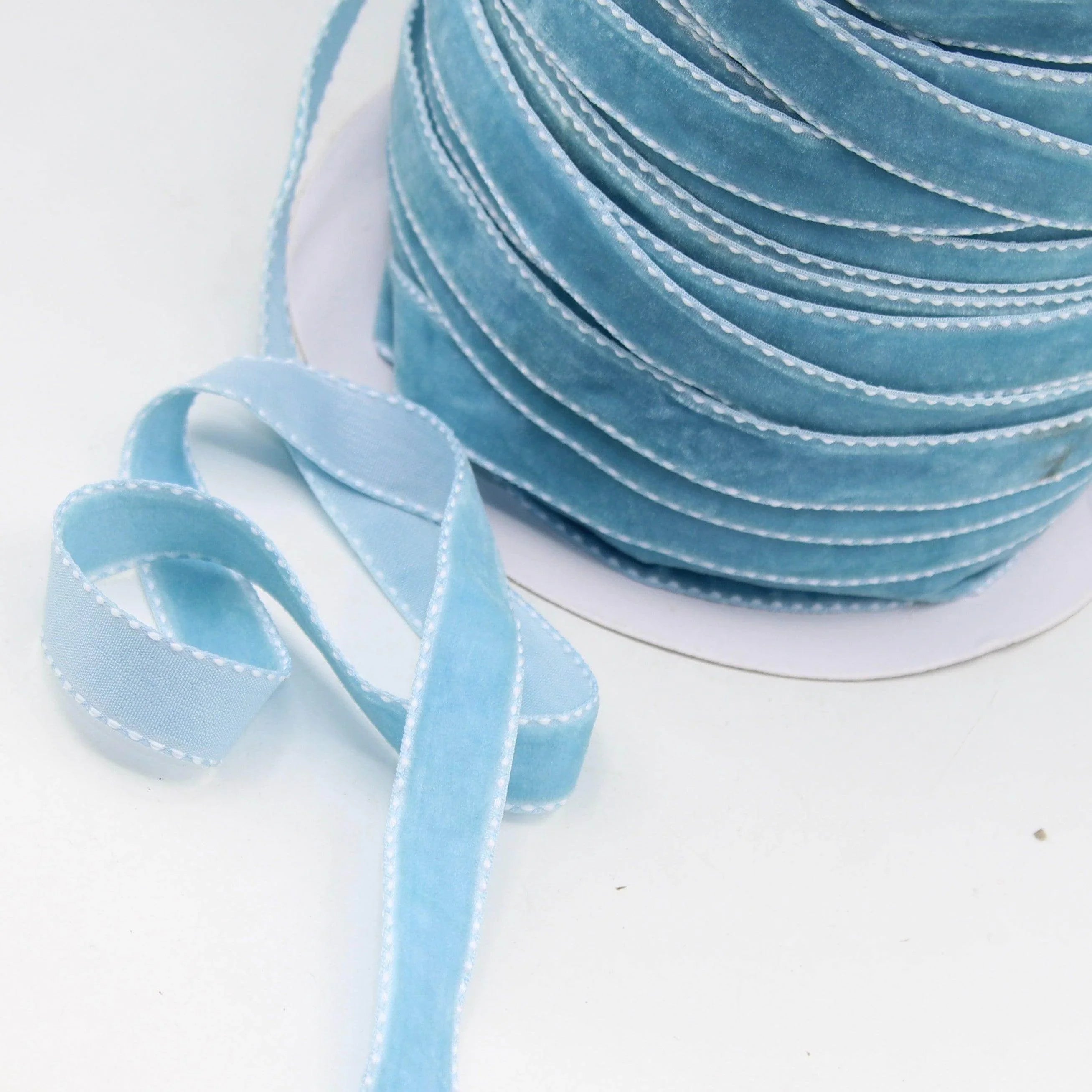 5 meters Stitched Velvet Ribbon 9 / 15 / 20mm #VEL1501 - ACCESSOIRES LEDUC BV