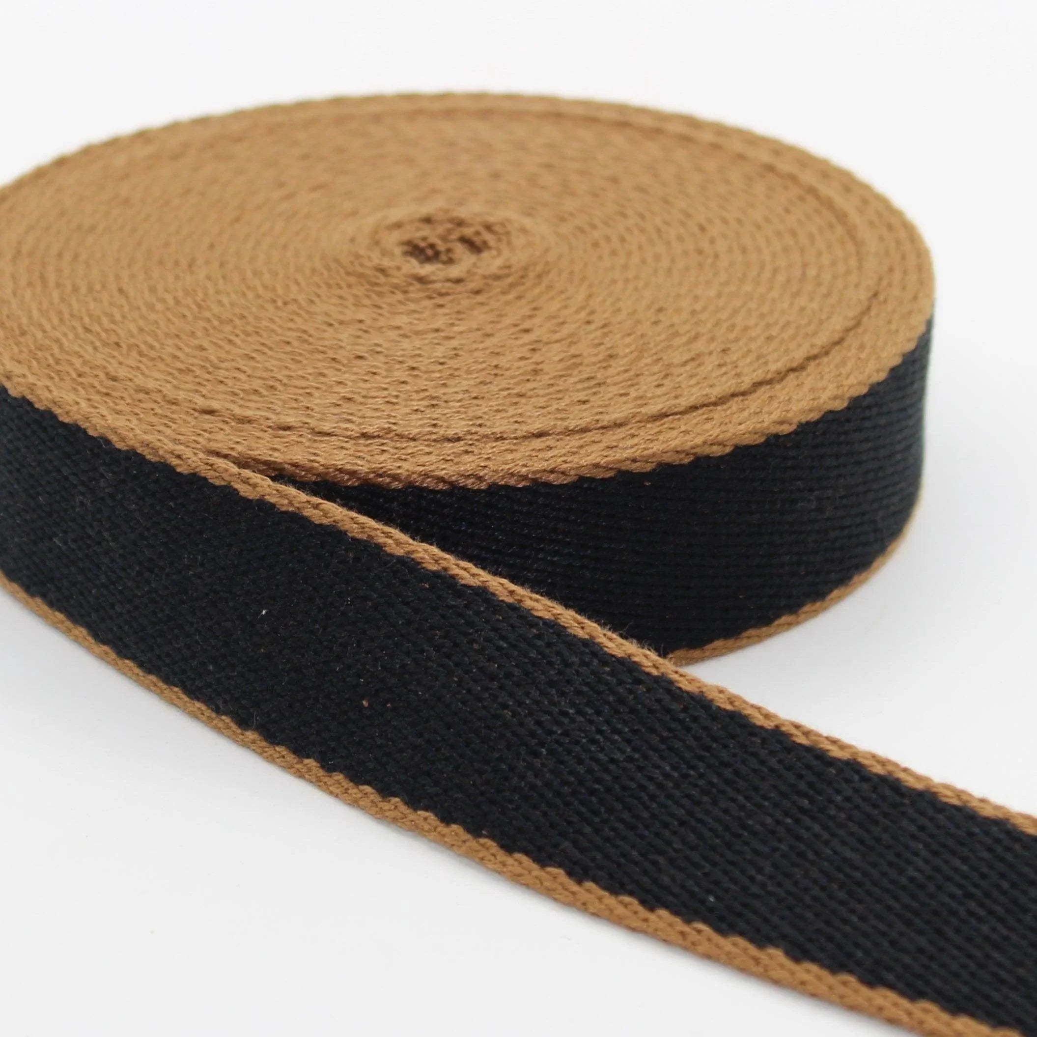 5 meters 30mm Old Style Brown Edged Webbing #RUB1994 - ACCESSOIRES LEDUC BV