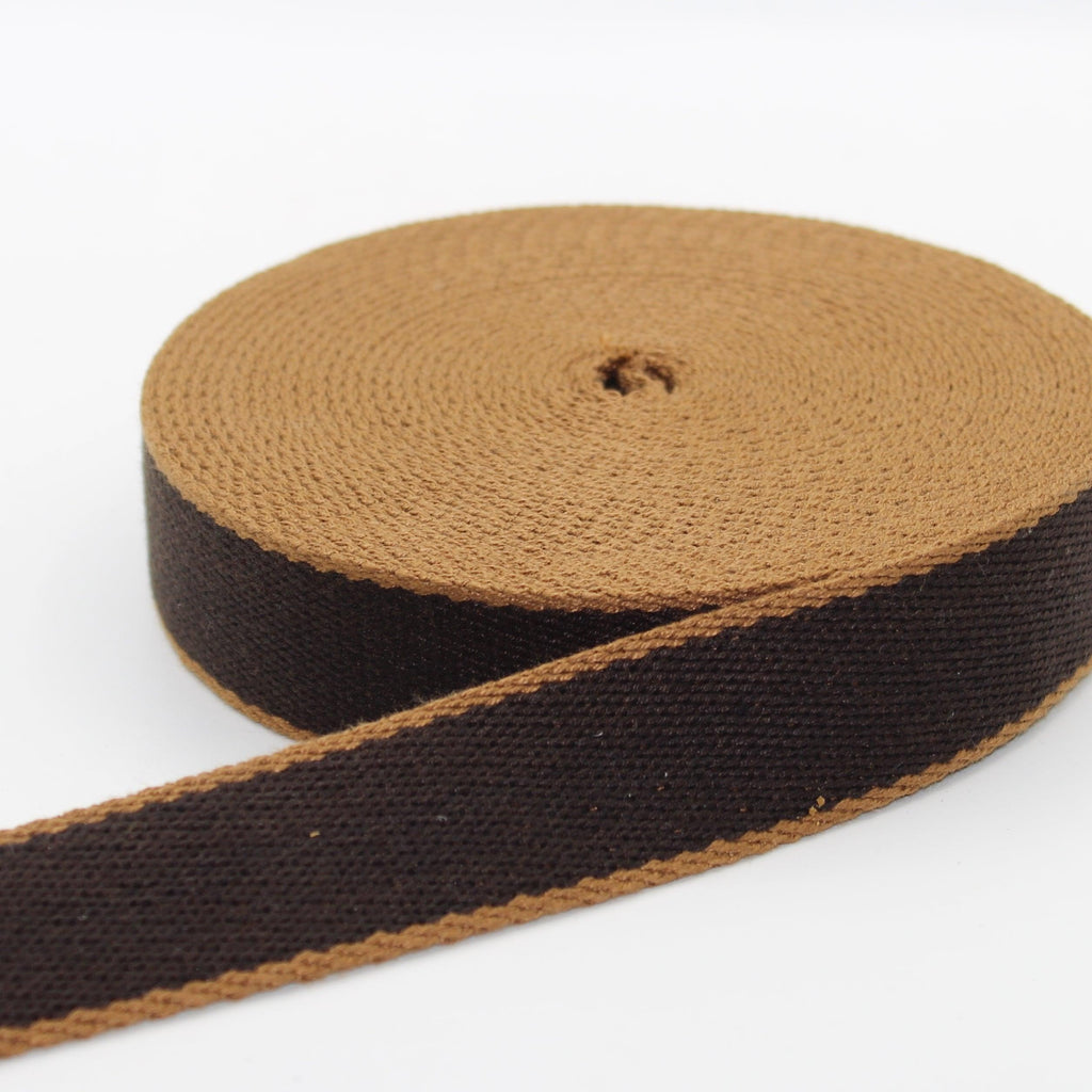 5 meters 30mm Old Style Brown Edged Webbing #RUB1994 - ACCESSOIRES LEDUC