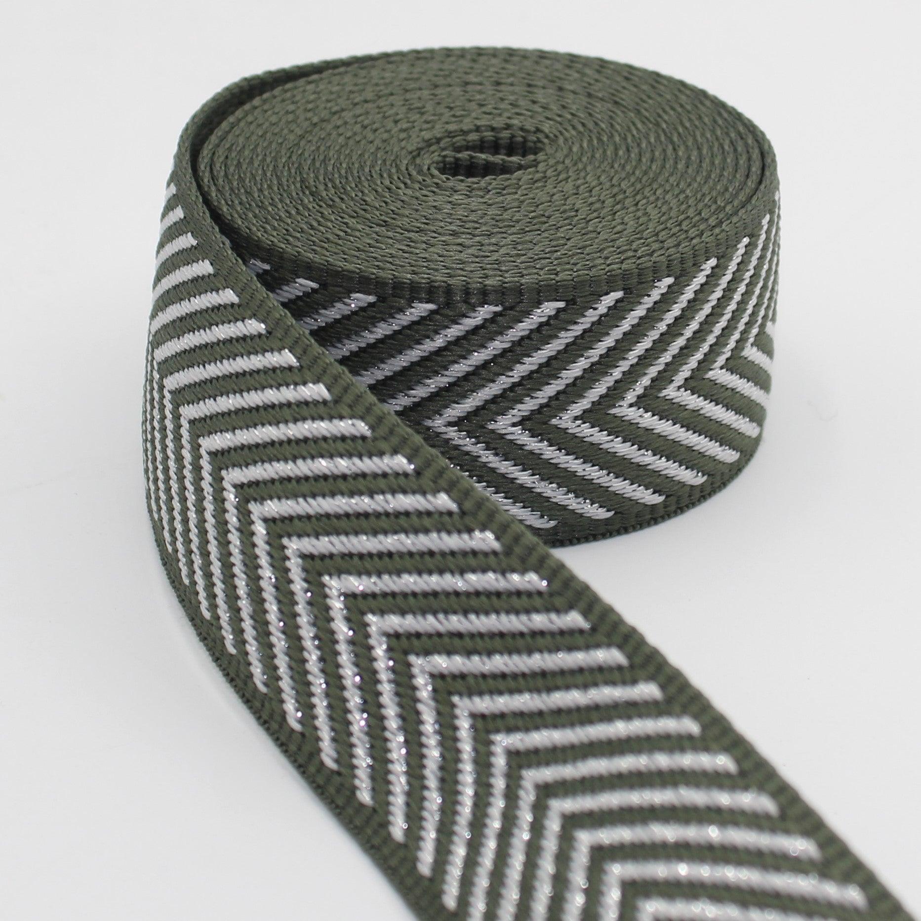 5 meters Webbing with Silver Arrows 38mm #RUB3507 - ACCESSOIRES LEDUC