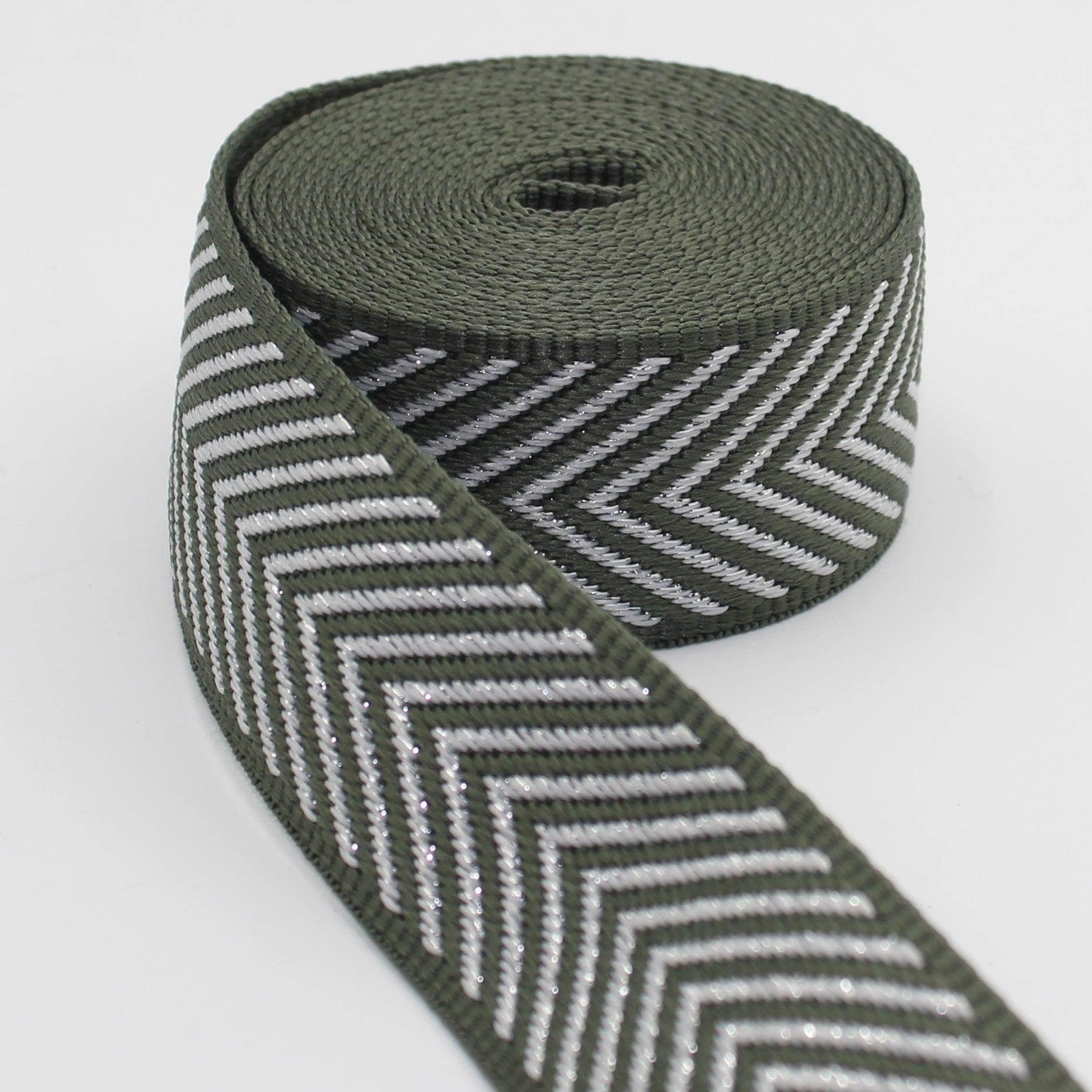 5 meters Webbing with Silver Arrows 38mm #RUB3507 - ACCESSOIRES LEDUC BV