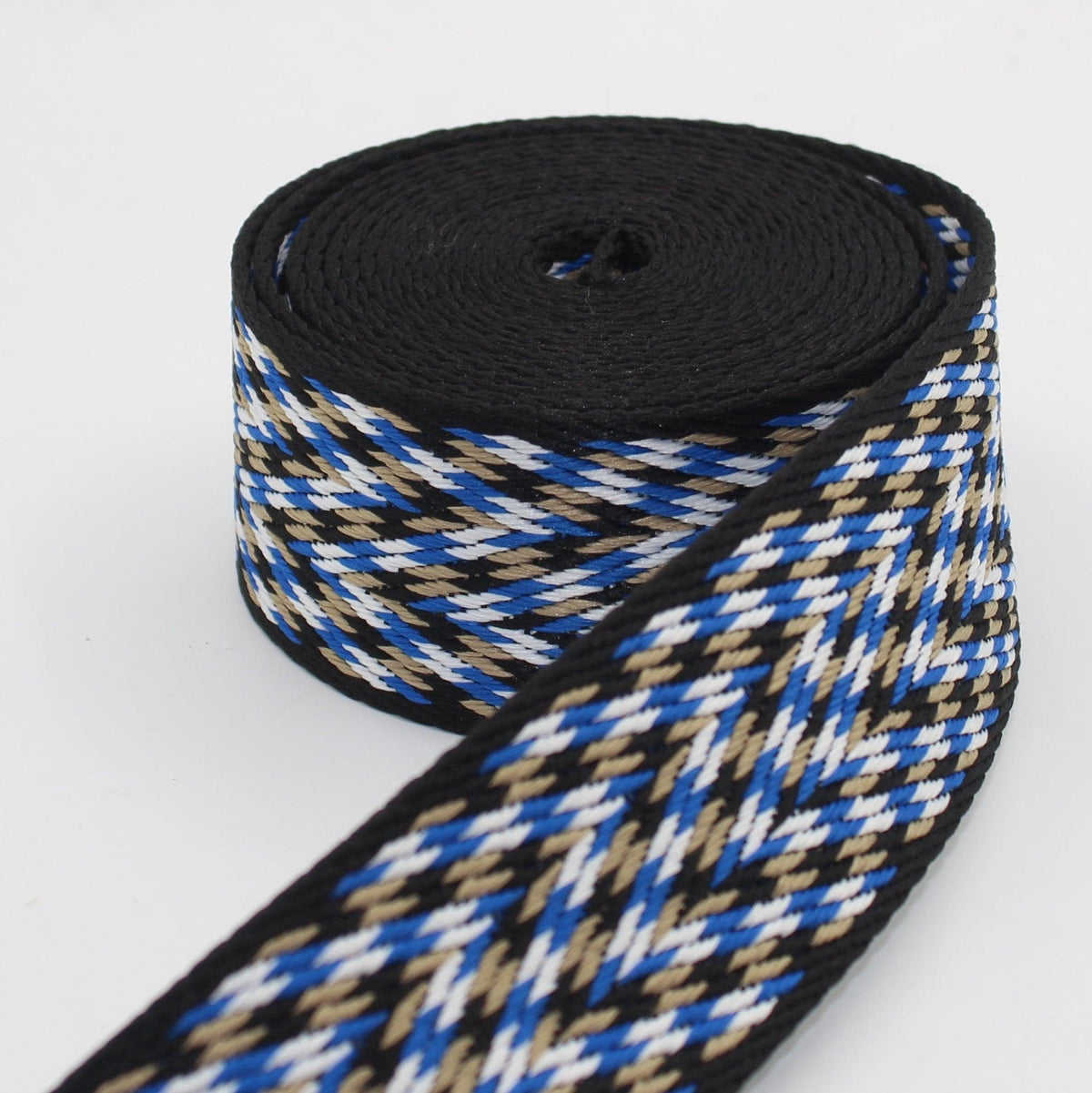 5 meters Webbing with Multicolored Braided Patterns 50mm #RUB3518 - ACCESSOIRES LEDUC