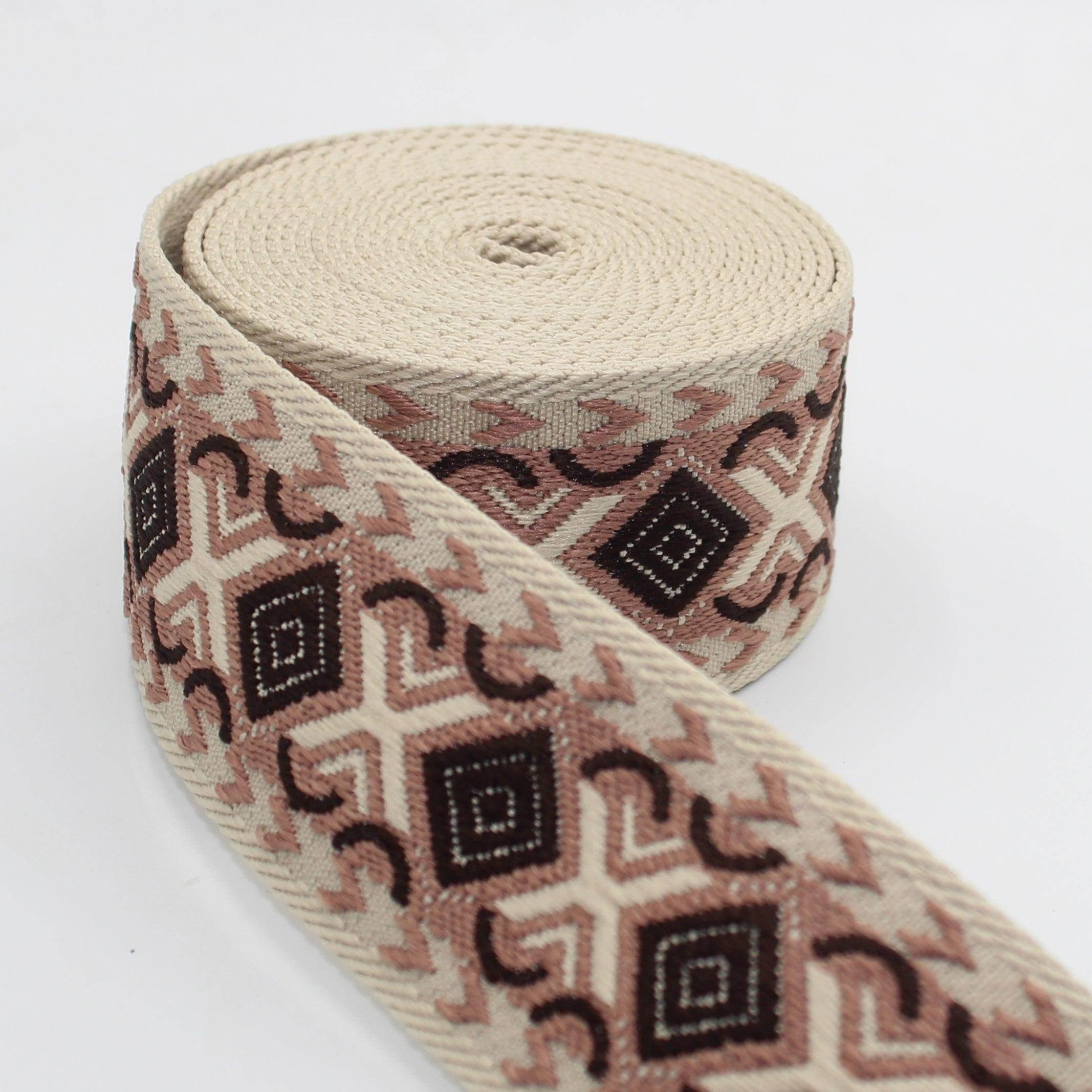5 Meters of Webbing with ethnic Diamond Patterns 50mm #RUB3513 - ACCESSOIRES LEDUC BV