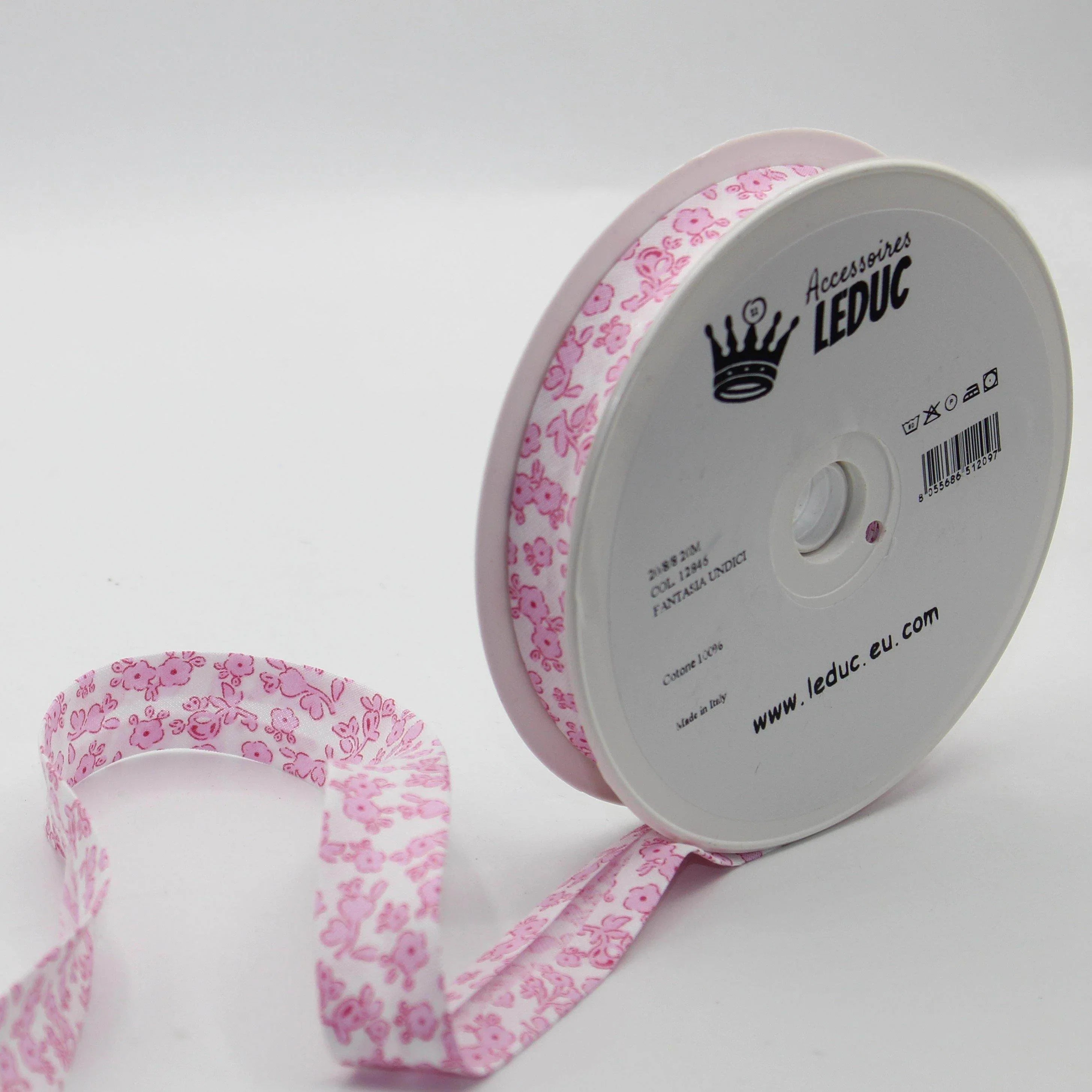 20 meters Floral Cotton Bias Binding (20mm : 20/8/8 prefolded) - ACCESSOIRES LEDUC BV
