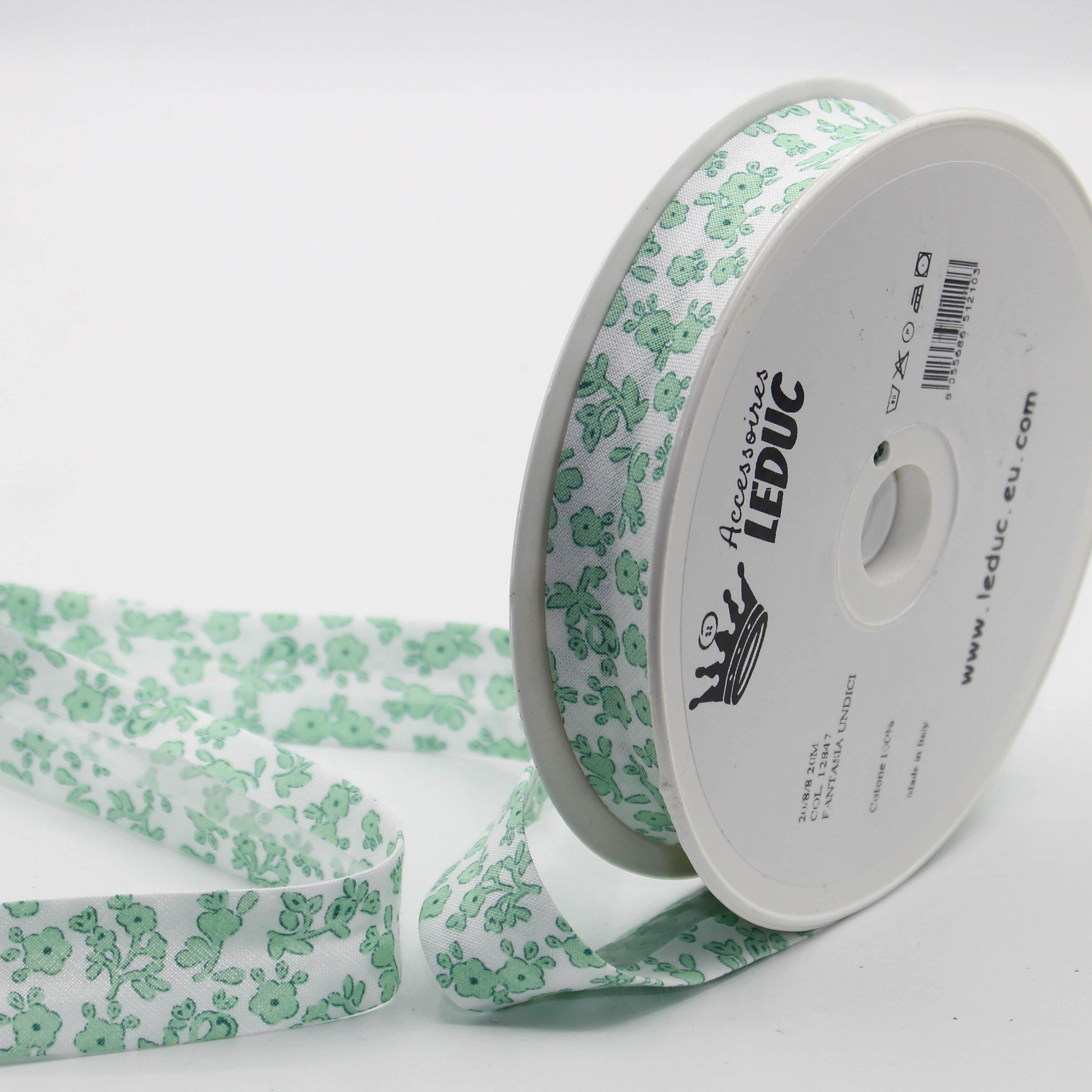 20 meters Floral Cotton Bias Binding (20mm : 20/8/8 prefolded) - ACCESSOIRES LEDUC BV