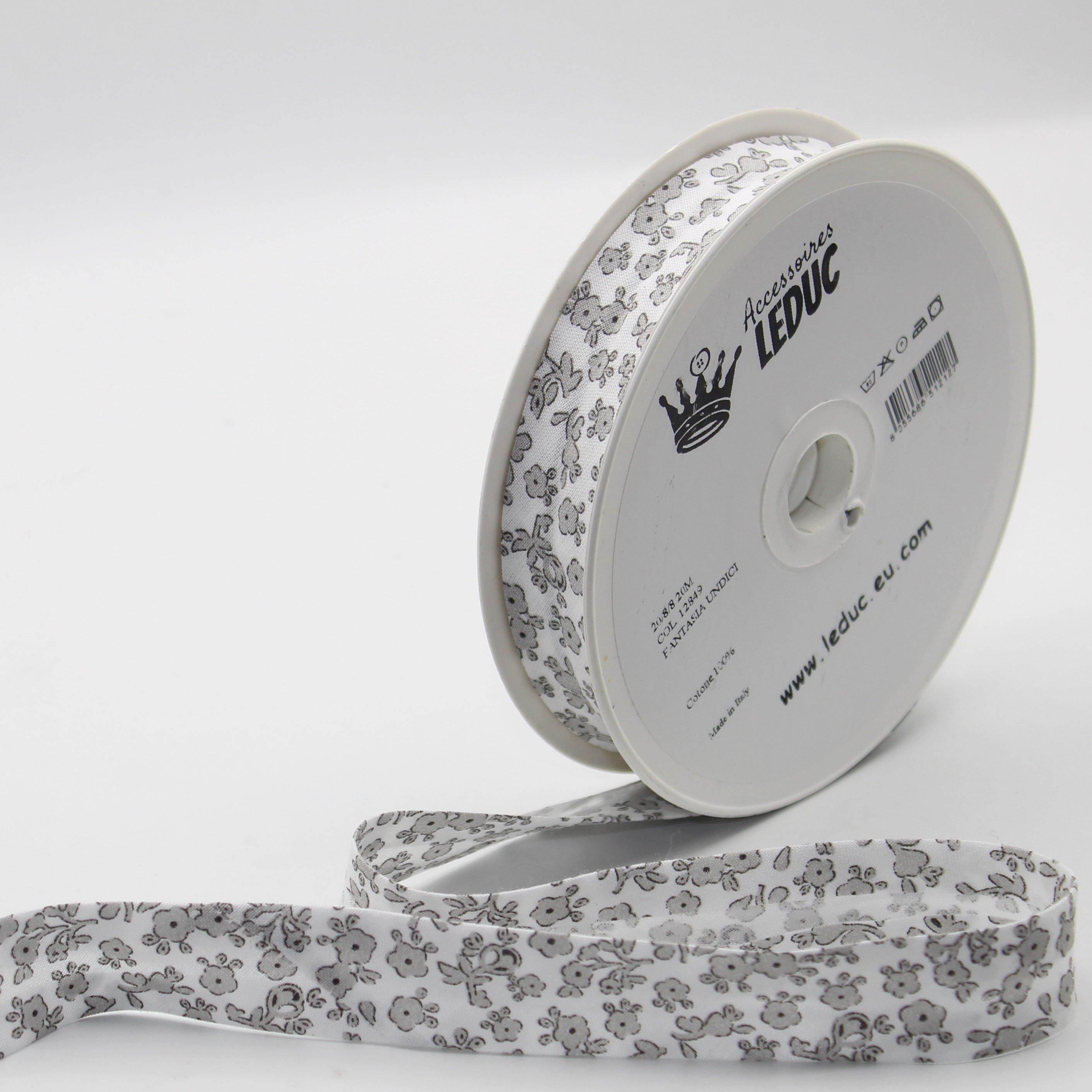 20 meters Floral Cotton Bias Binding (20mm : 20/8/8 prefolded) - ACCESSOIRES LEDUC BV