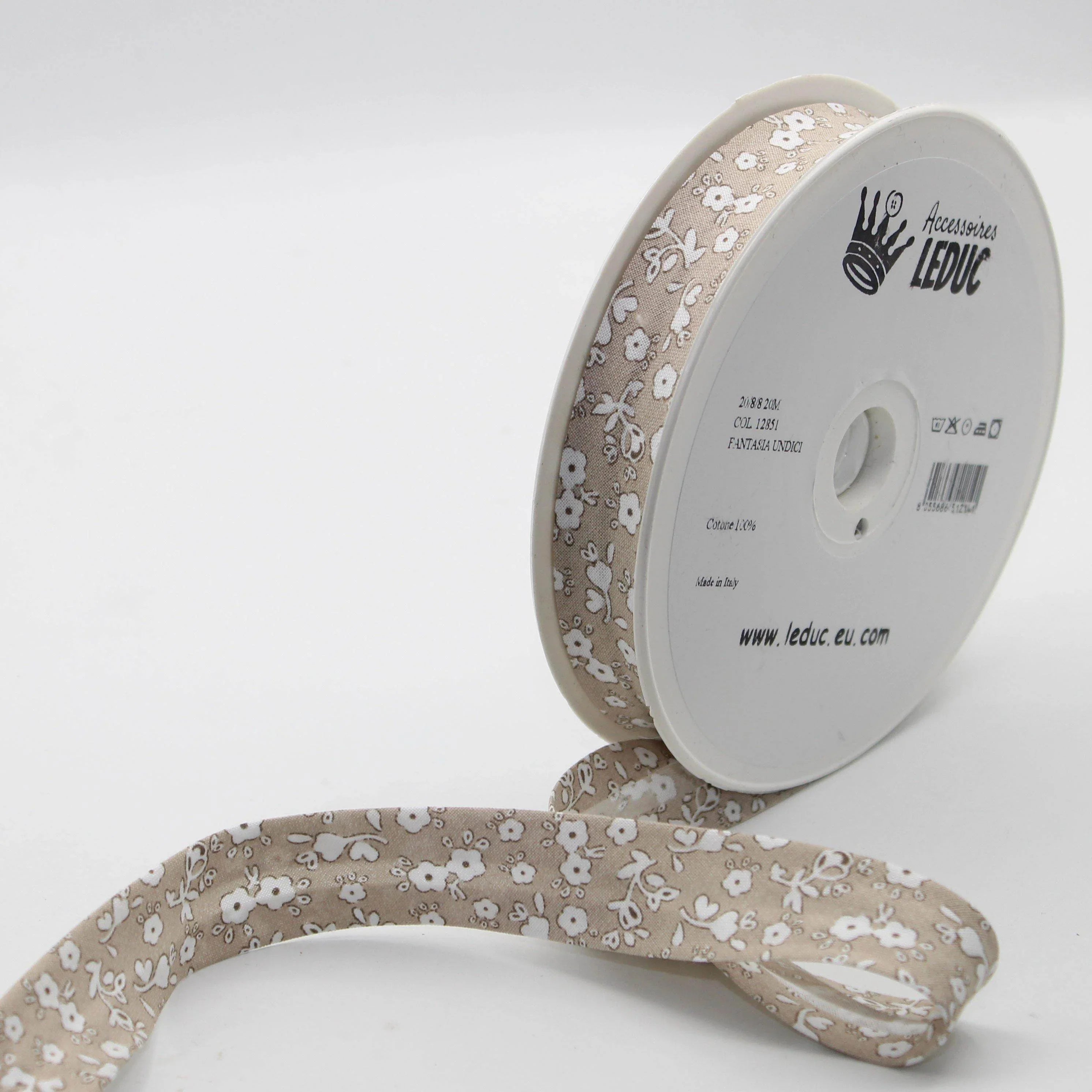 20 meters Floral Cotton Bias Binding (20mm : 20/8/8 prefolded) - ACCESSOIRES LEDUC BV