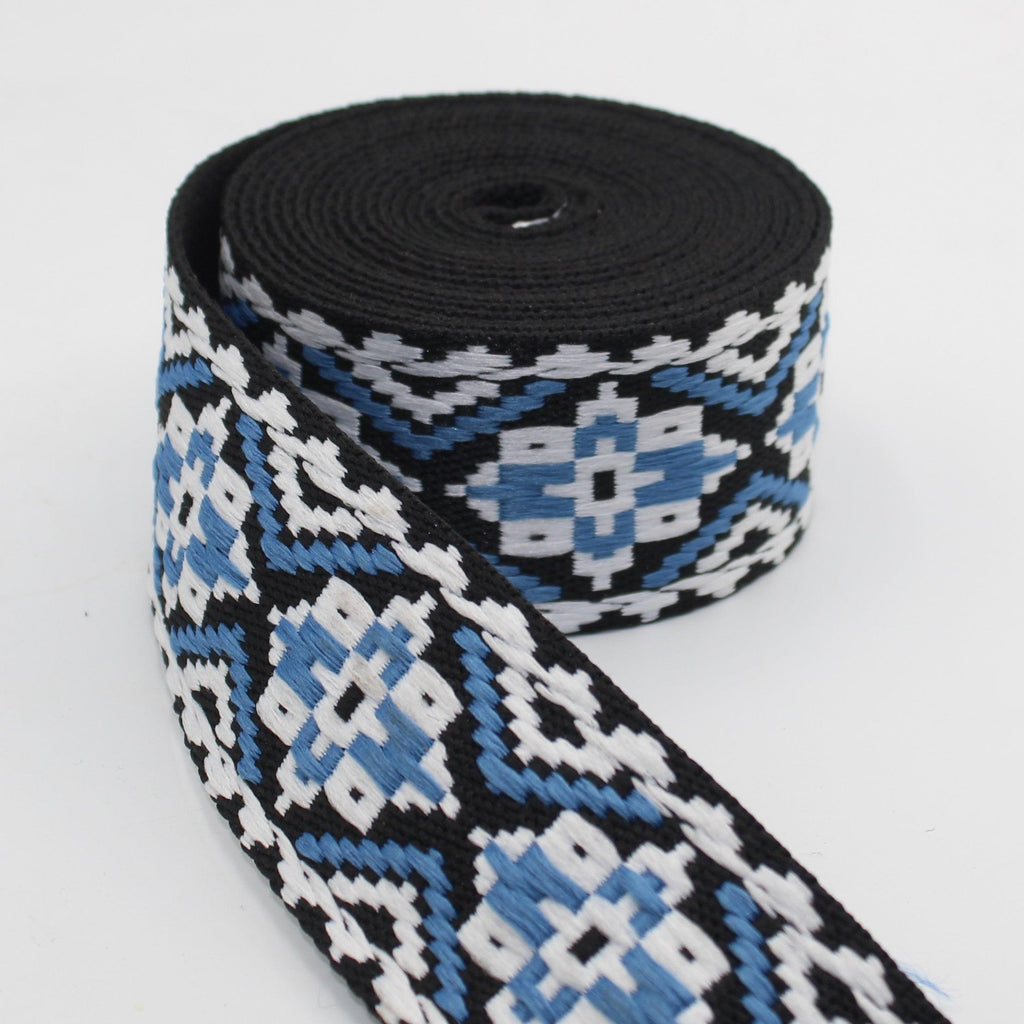 5 Meter Gurtband mit geometrischem Maya-Muster 50 mm #RUB3512 - ACCESSOIRES LEDUC