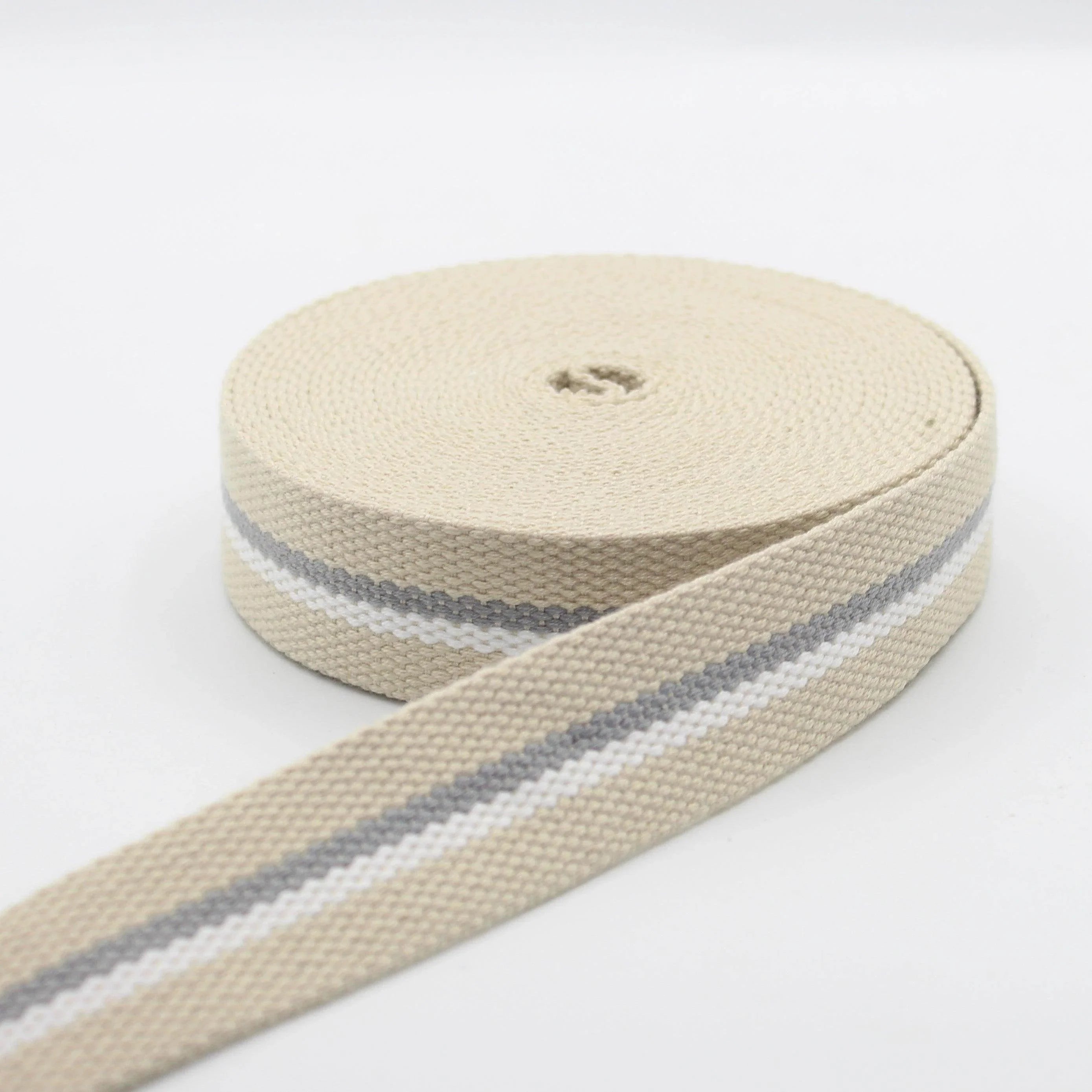 5 meters 30mm Classic Ecru Striped Webbing #RUB1987 - ACCESSOIRES LEDUC BV