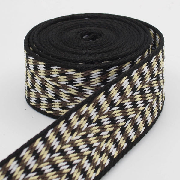5 meters Webbing with Multicolored Braided Patterns 50mm #RUB3518 - ACCESSOIRES LEDUC BV