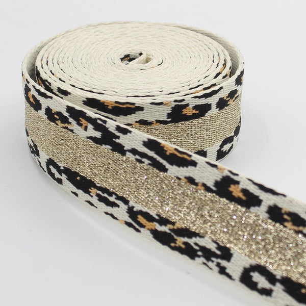 5 metros de cinta de rayas de lúrex con patrón de leopardo 36 mm #RUB3510 - ACCESSOIRES LEDUC