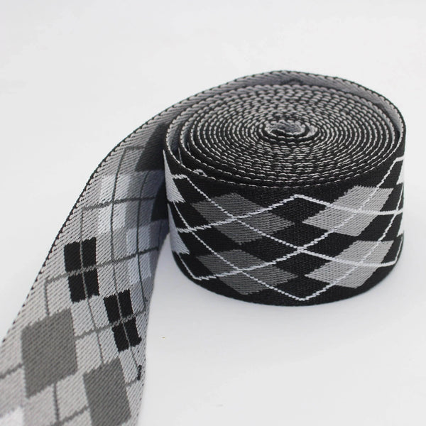5 Meters Webbing with Geometric Retro Diamond 50mm #RUB3515 - ACCESSOIRES LEDUC BV