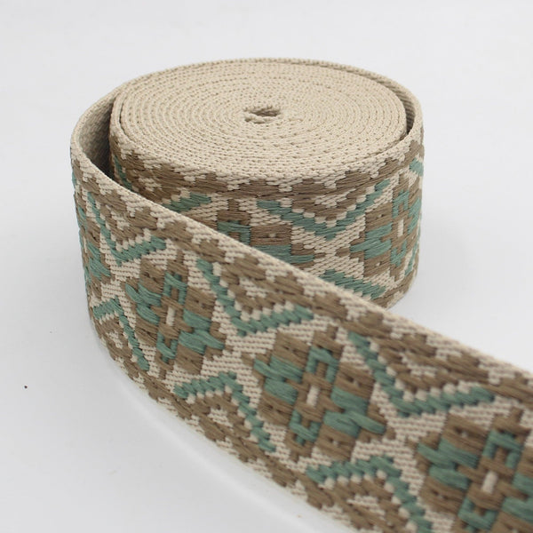 5 Meter Gurtband mit geometrischem Maya-Muster 50 mm #RUB3512 - ACCESSOIRES LEDUC