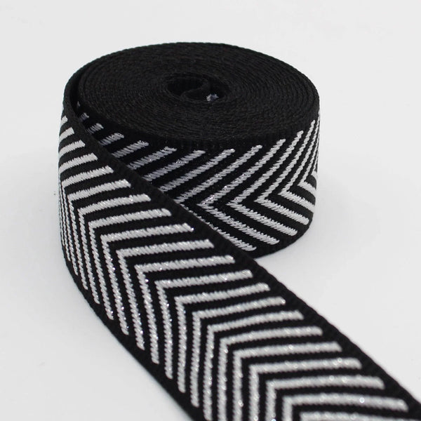 5 meters Webbing with Silver Arrows 38mm #RUB3507 - ACCESSOIRES LEDUC BV