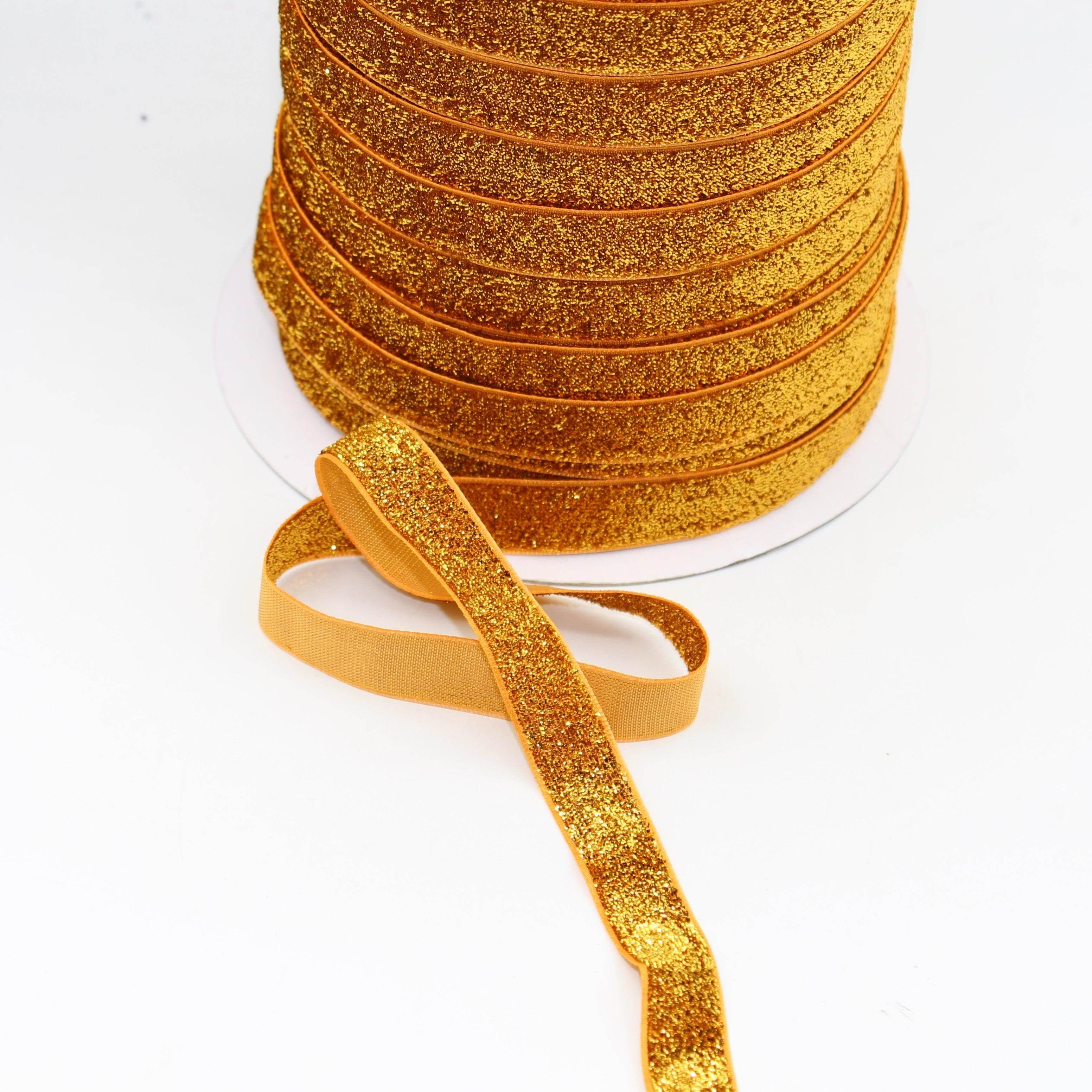 5 Meters 10 / 15 / 25mm Glitter Lurex Velvet Ribbons #VEL1502 - ACCESSOIRES LEDUC BV