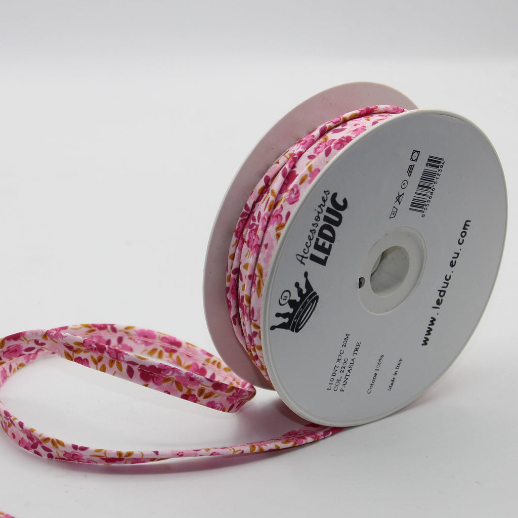 20 meters Floral Cotton Piping (10mm : 2mm+8mm) - ACCESSOIRES LEDUC