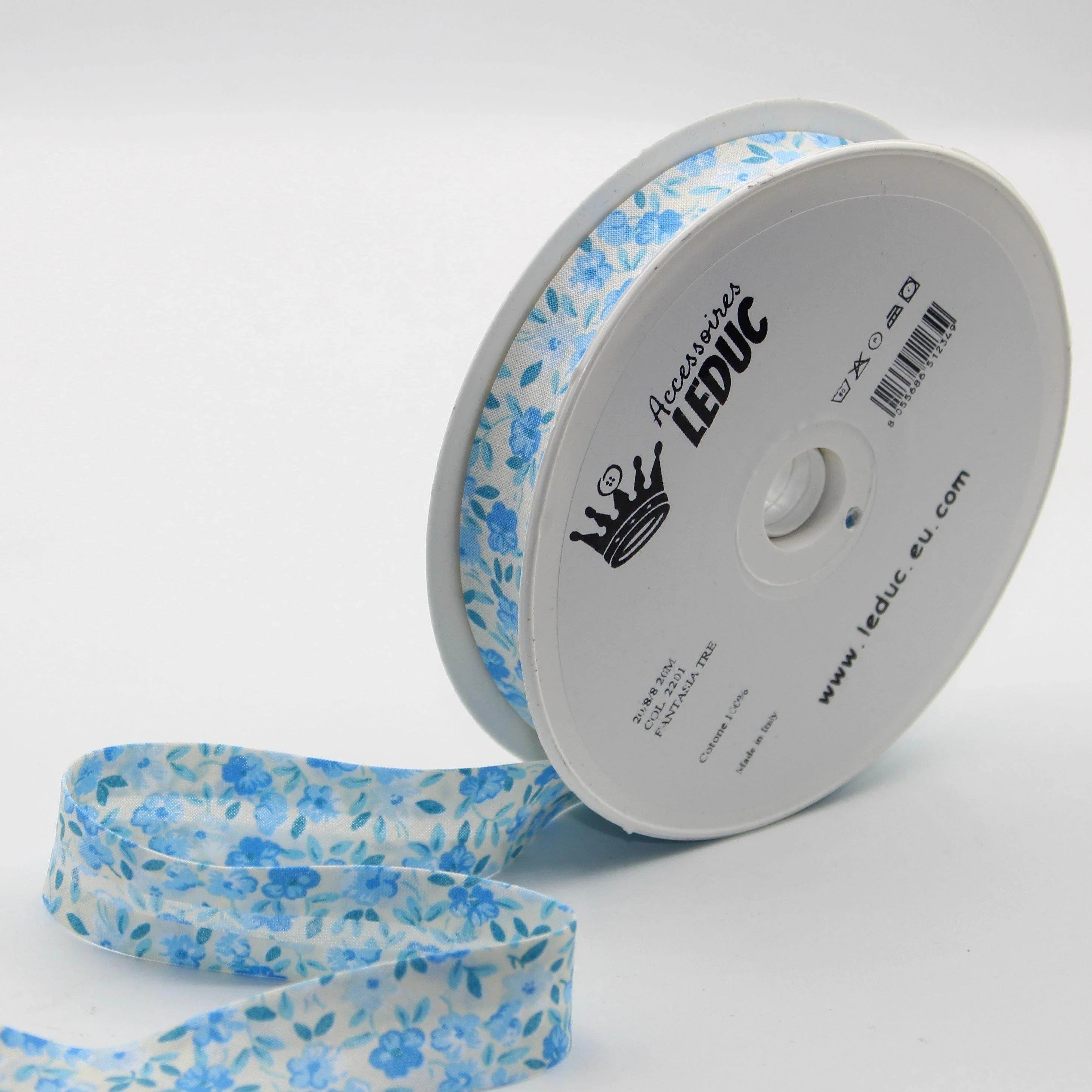 20 meters Floral Cotton Bias Binding (20mm : 20/8/8 prefolded) - ACCESSOIRES LEDUC BV