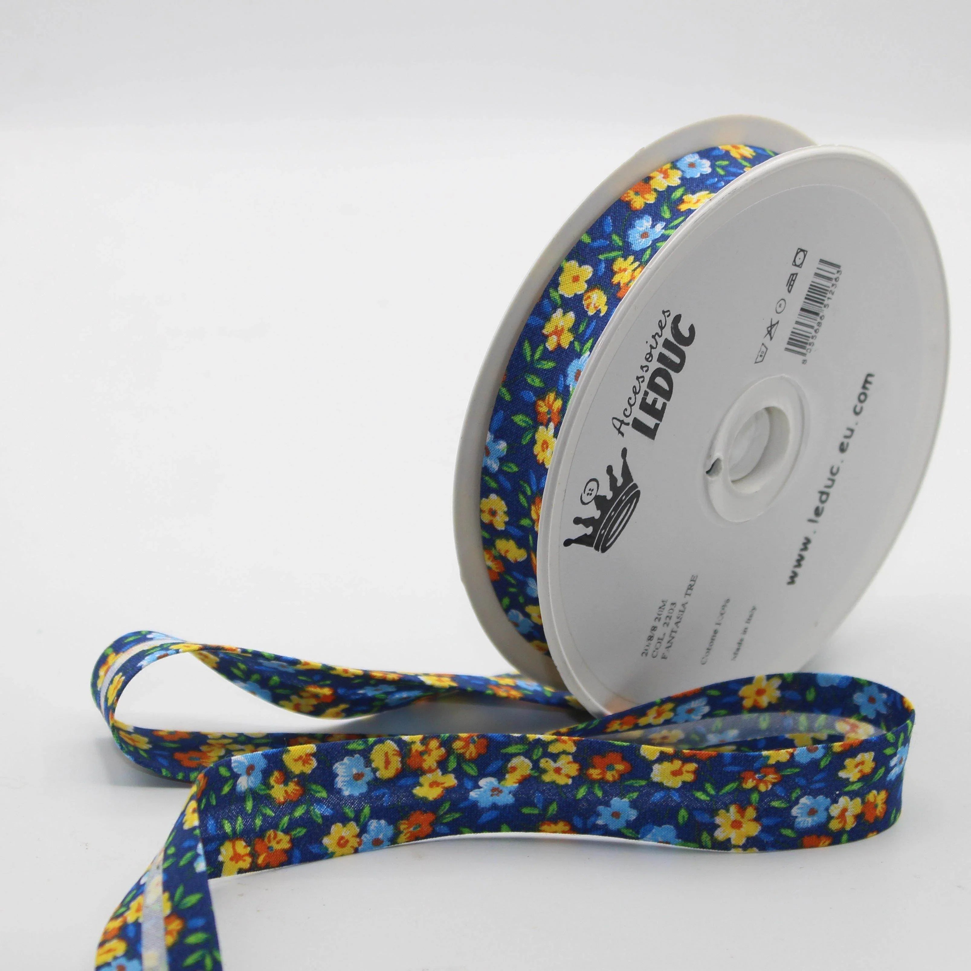 20 meters Floral Cotton Bias Binding (20mm : 20/8/8 prefolded) - ACCESSOIRES LEDUC BV
