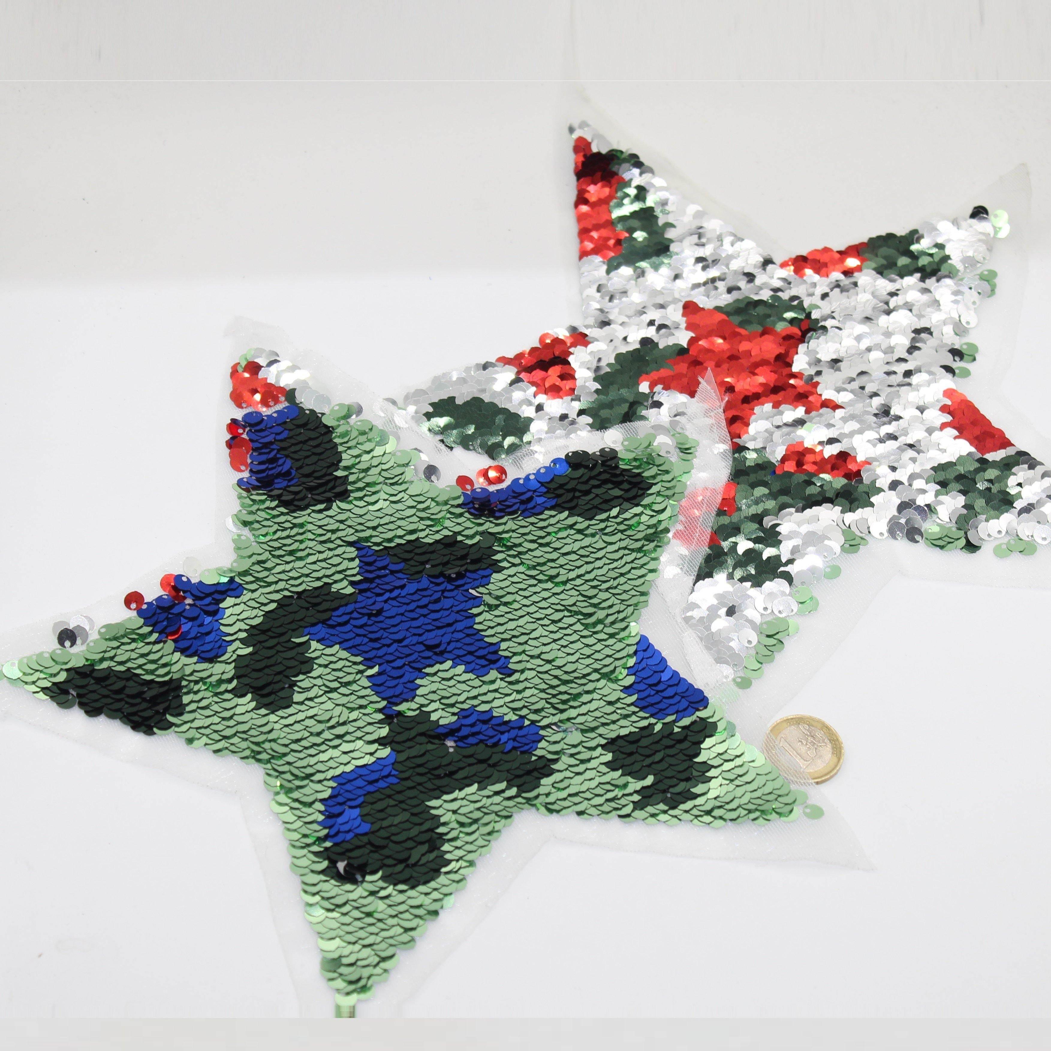 Set of 2 Magic Patches 23*23cm Sew On Reversible Stars Sequin - ACCESSOIRES LEDUC BV