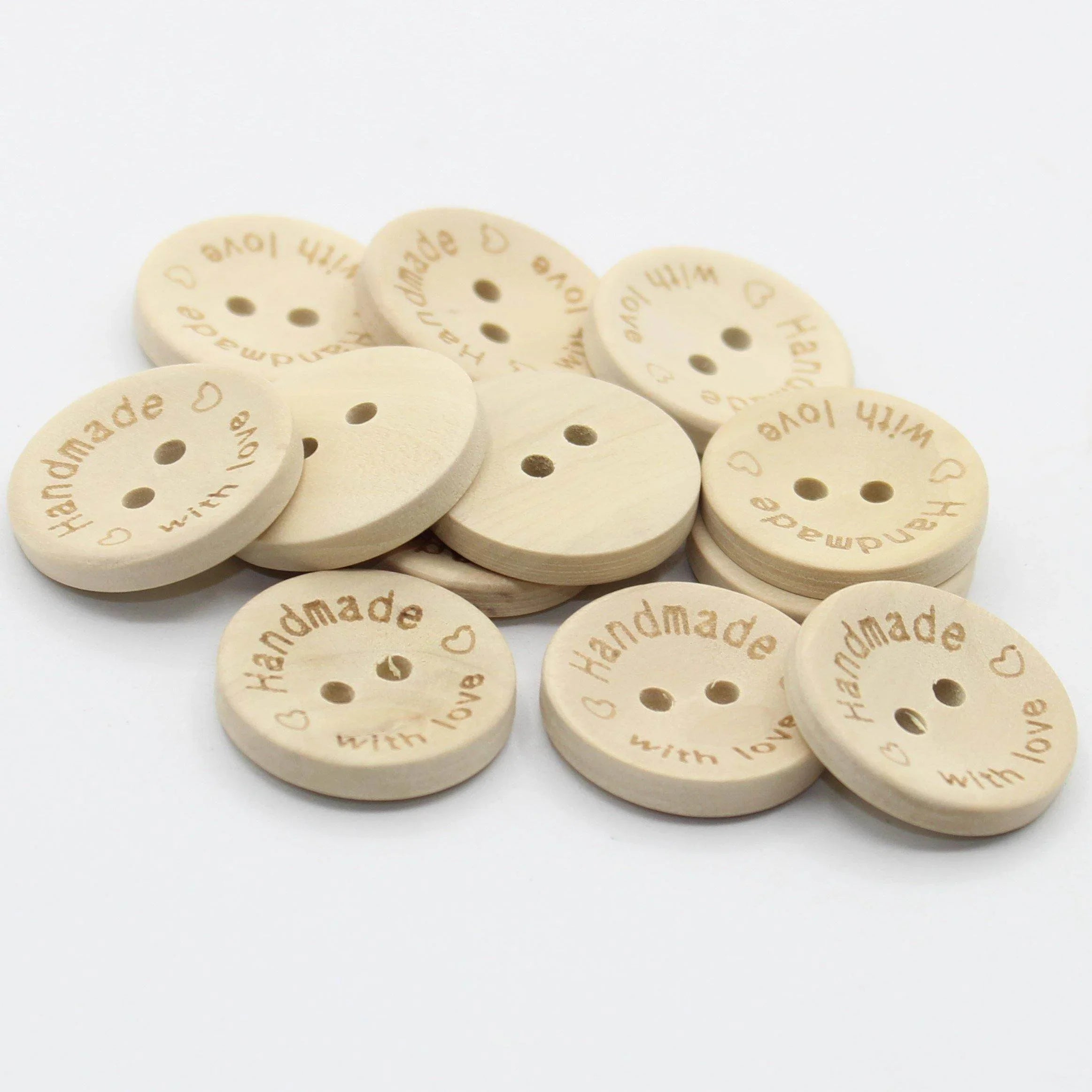 Handmade 🤍 with Love 🤍 Wooden Buttons - ACCESSOIRES LEDUC BV