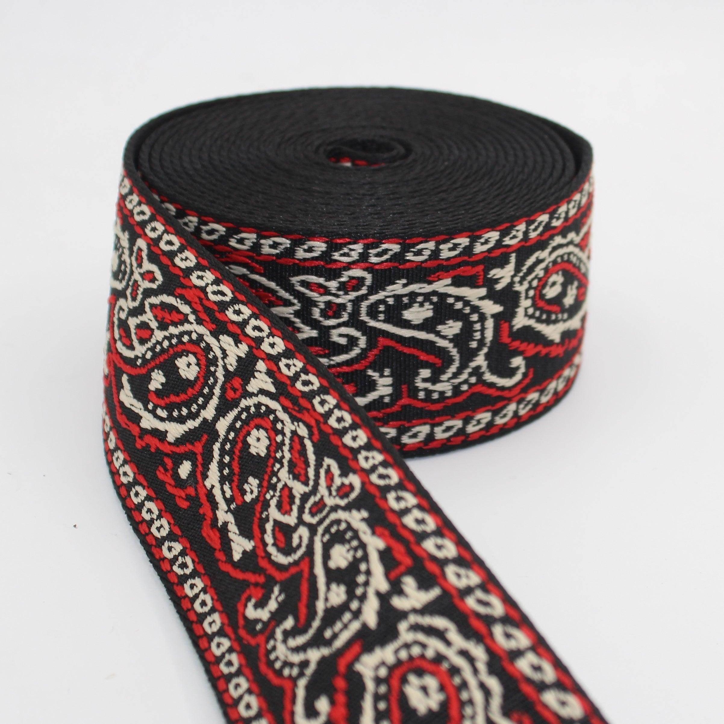 5 Meters Webbing with Paisleys 50mm #RUB3508 - ACCESSOIRES LEDUC BV